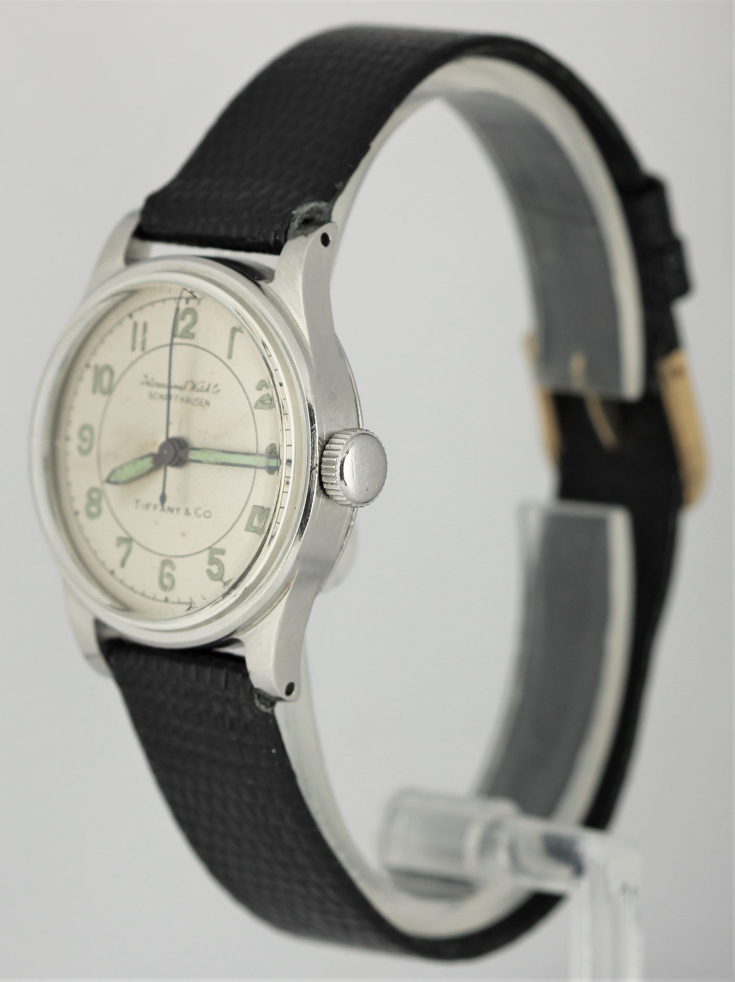 Vintage IWC Schaffhausen Tiffany & Co Stainless Steel Silver 30mm Leather Watch
