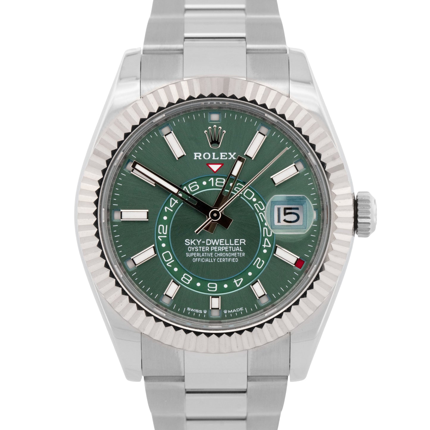 2023 NEW PAPERS Rolex Sky-Dweller GREEN 18K Gold Steel Oyster 42mm 336934 BOX