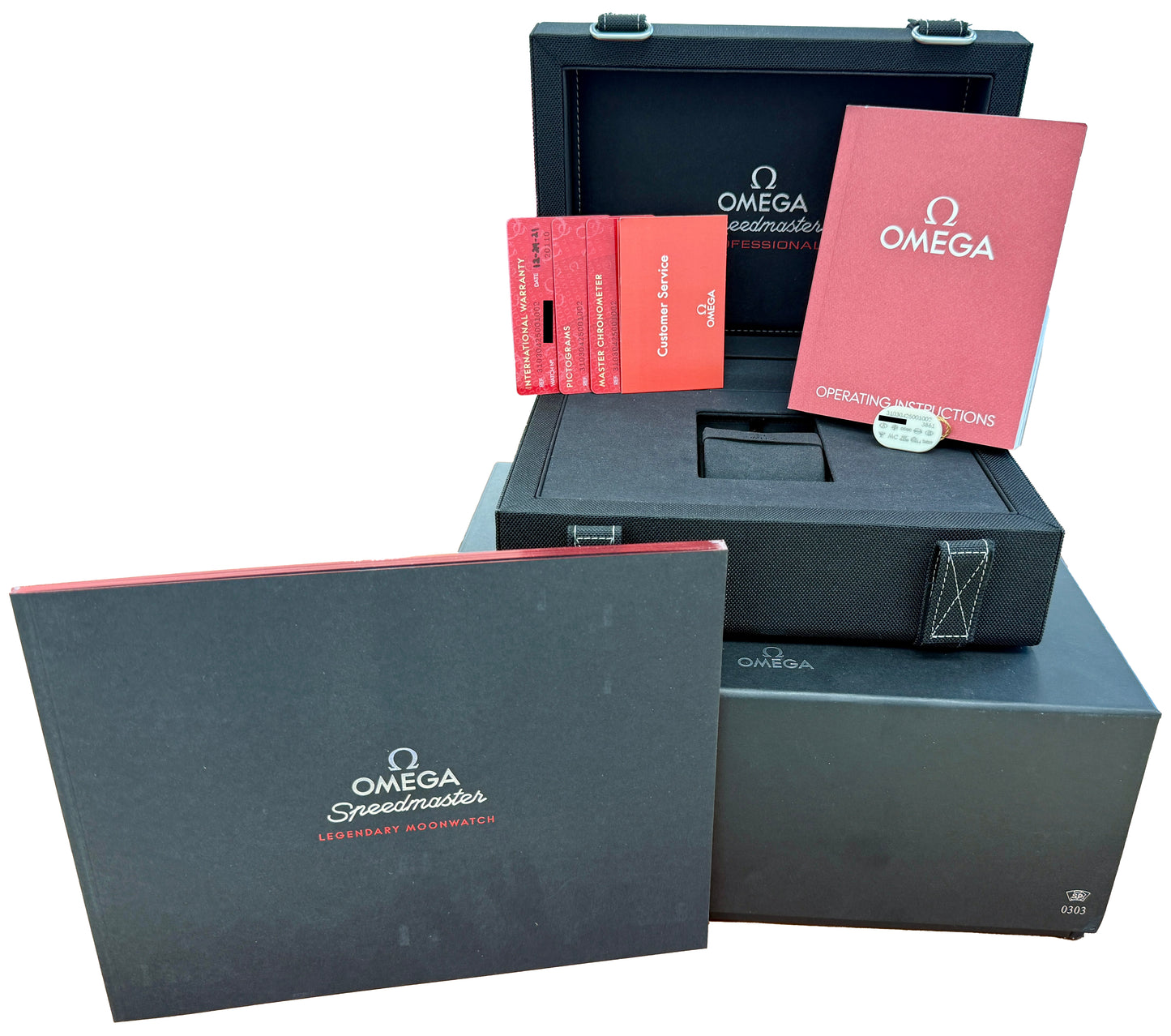 PAPERS Omega Speedmaster SAPPHIRE SANDWICH Steel Watch 310.30.42.50.01.002 BOX