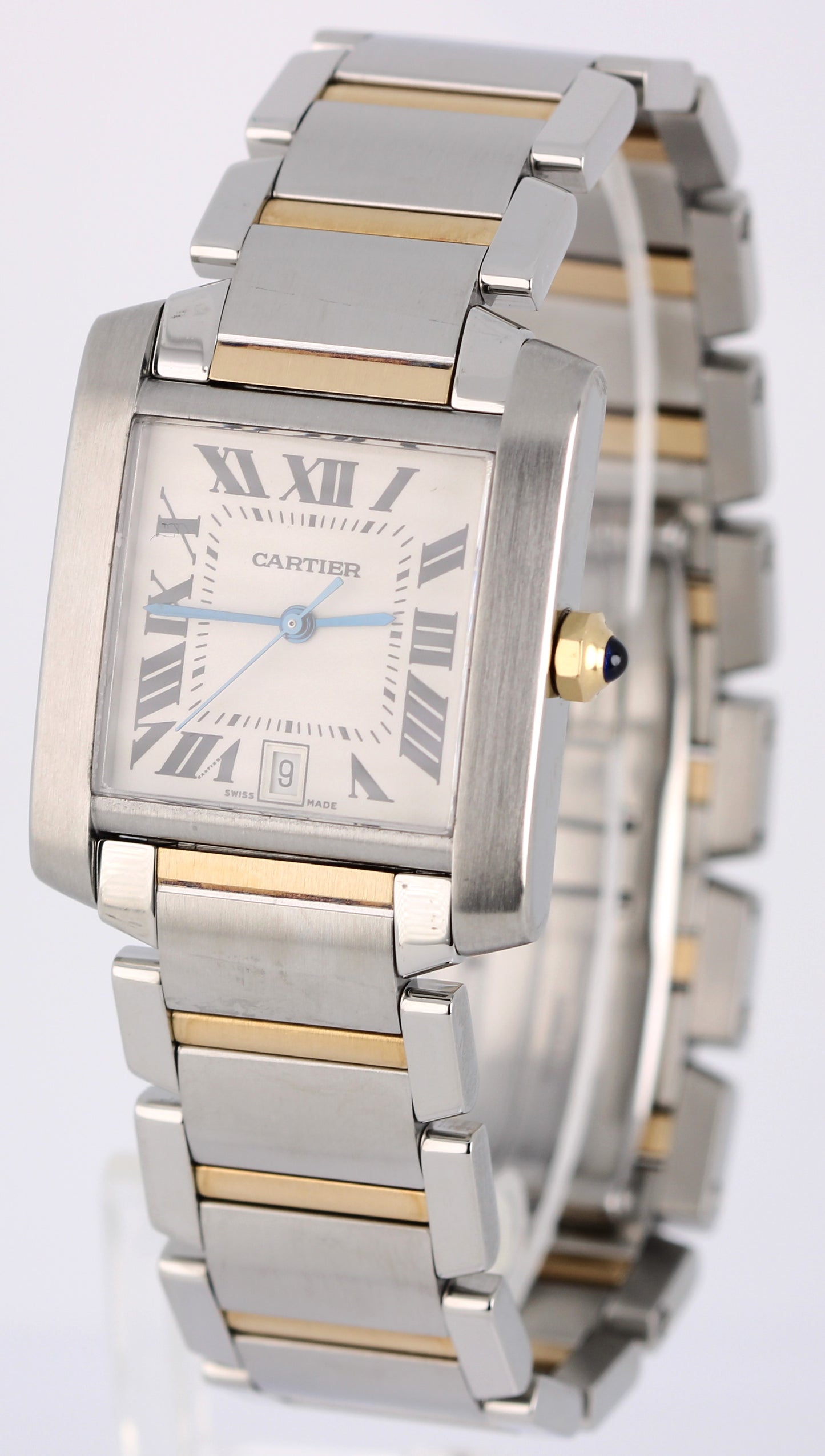 Cartier Tank Francaise LARGE Two-Tone 18k Silver Roman 28mmX32mm 2682 Watch