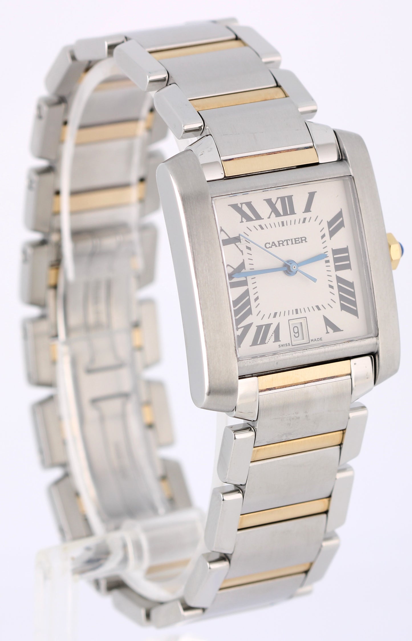 Cartier Tank Francaise LARGE Two-Tone 18k Silver Roman 28mmX32mm 2682 Watch