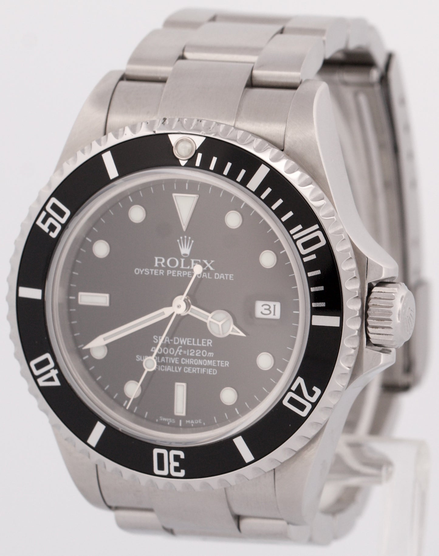Rolex Sea-Dweller 40mm Black Oyster NO-HOLES Stainless Steel Date Watch 16600