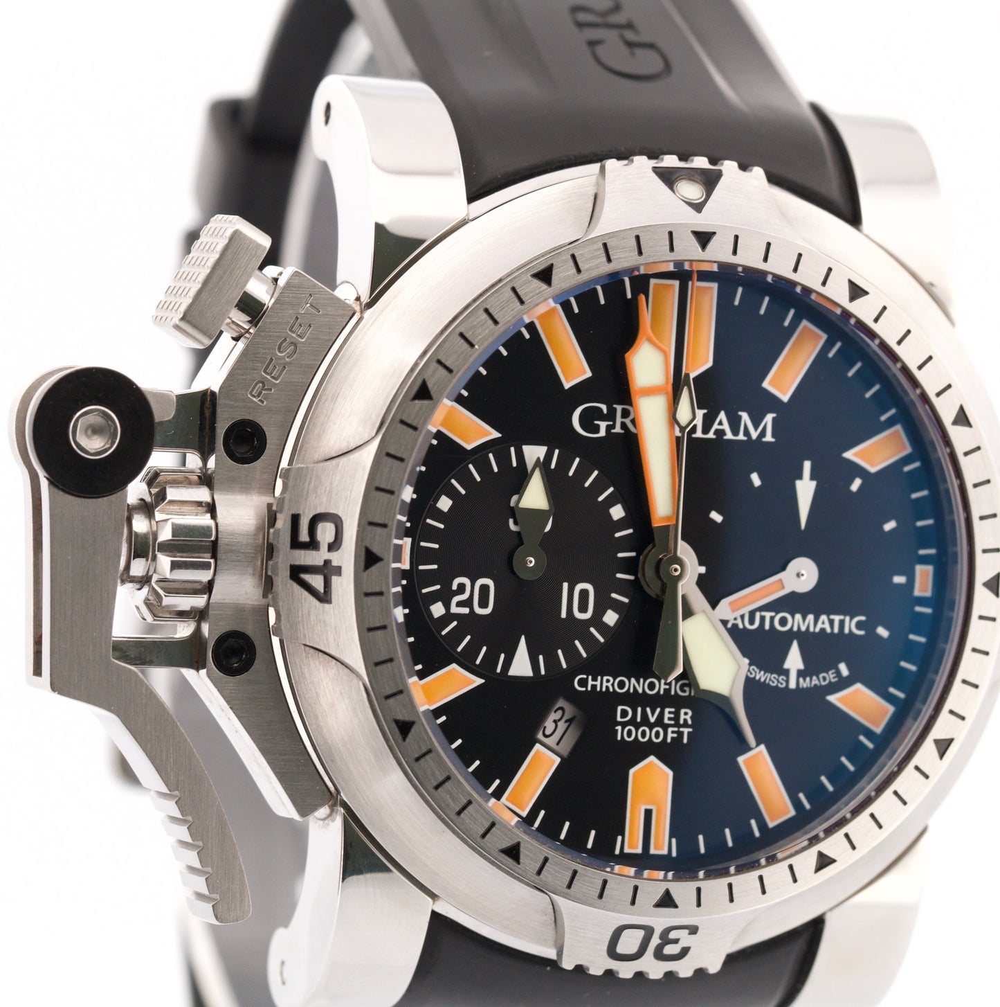 Men's Graham Chronofighter Stainless Steel Rubber Black 47mm 20VDIVAS.BO2A Watch