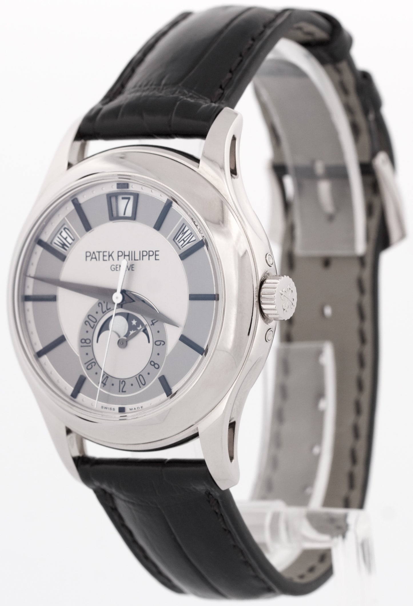 Patek Philippe Annual Calendar 18K White Gold GRAY SILVER Leather 40mm 5205G