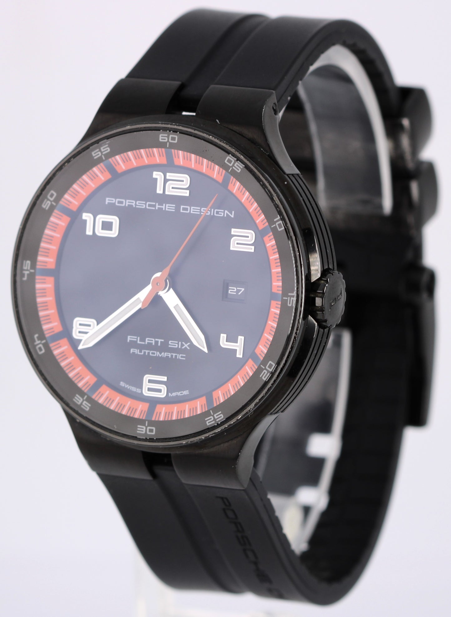 Porsche Design Flat Six P'6350 Steel Black Orange 44mm 6350.43 Rubber Watch