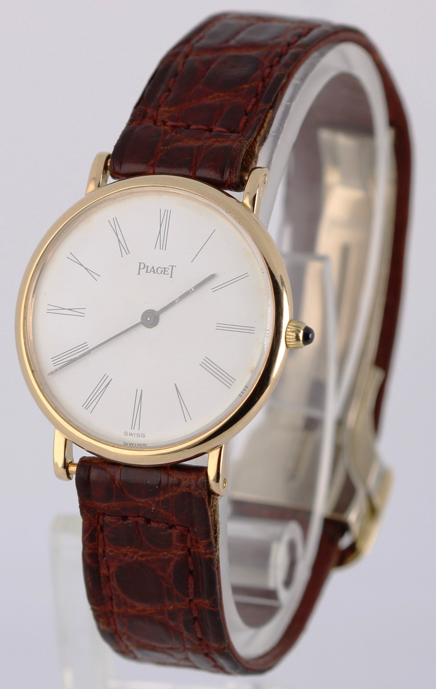VINTAGE Piaget Classic Ultra-Thin Dress 18k Gold White Roman 27mm 9015 Watch