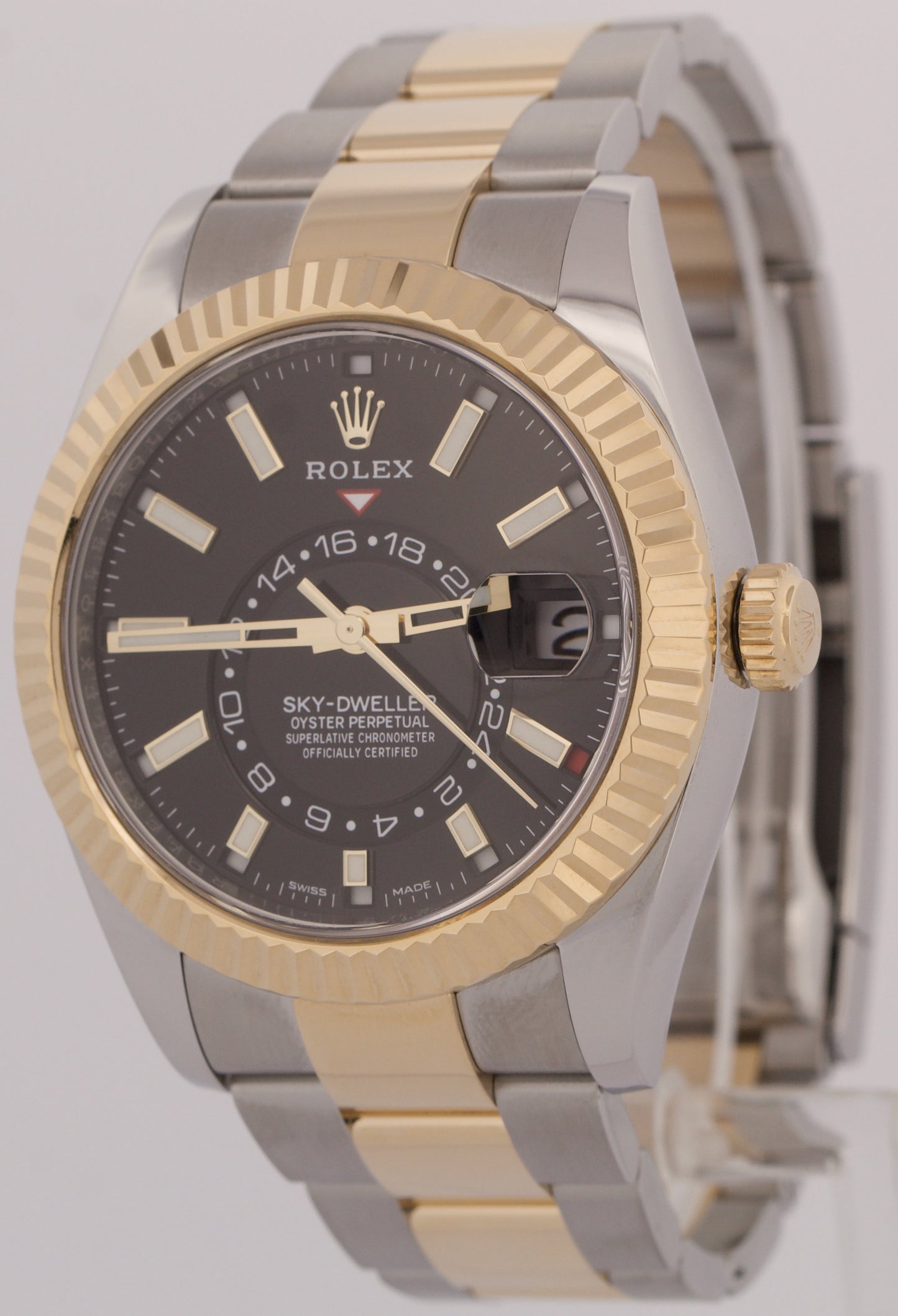 MINT 2022 PAPERS Rolex Sky-Dweller BLACK 18K Yellow Gold 42mm OYSTER 326933 BOX