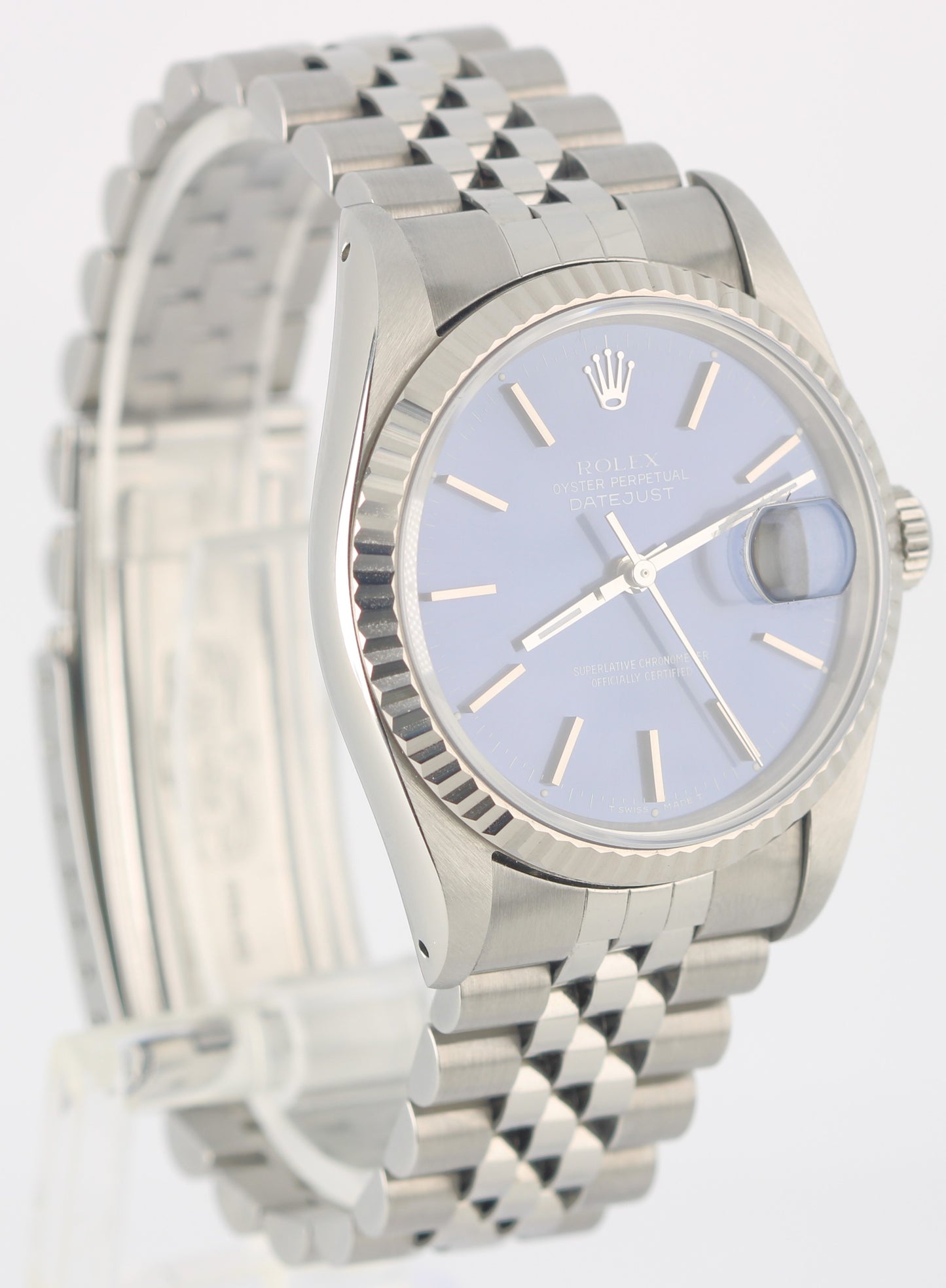 Rolex DateJust Stainless Steel Blue 36mm Jubilee Fluted 16234 Watch