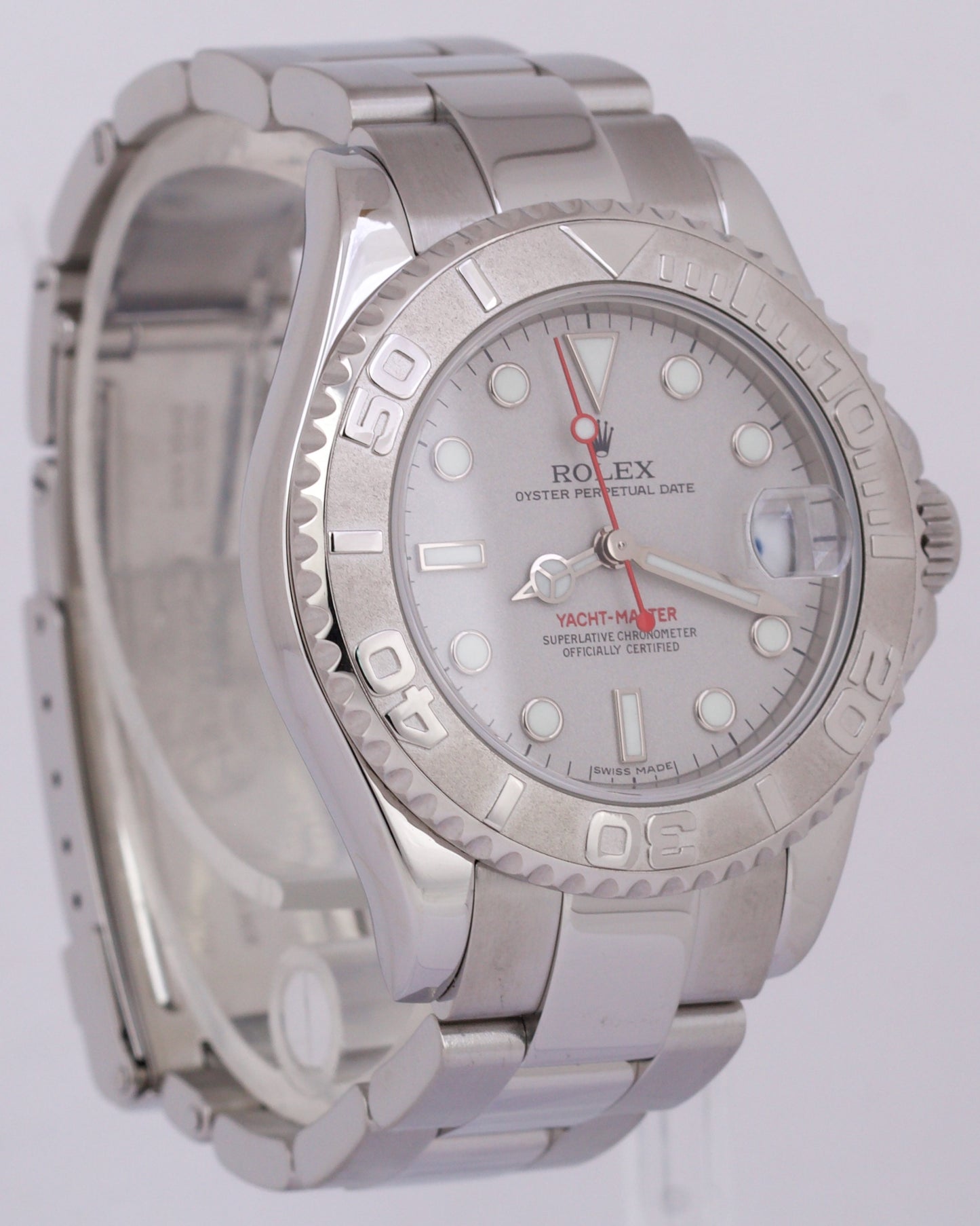 MINT Rolex Yacht-Master Mid-Size PLATINUM Stainless Steel 35mm 168622 Date Watch