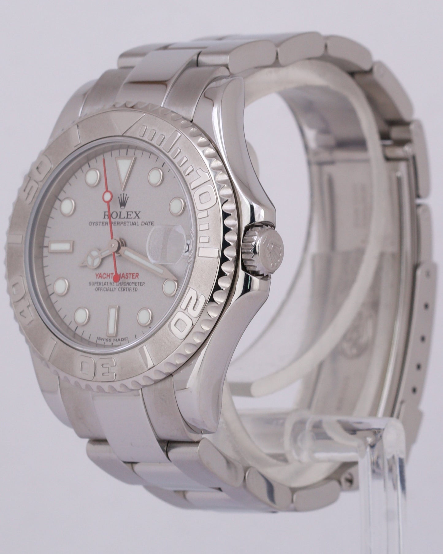 MINT Rolex Yacht-Master Mid-Size PLATINUM Stainless Steel 35mm 168622 Date Watch