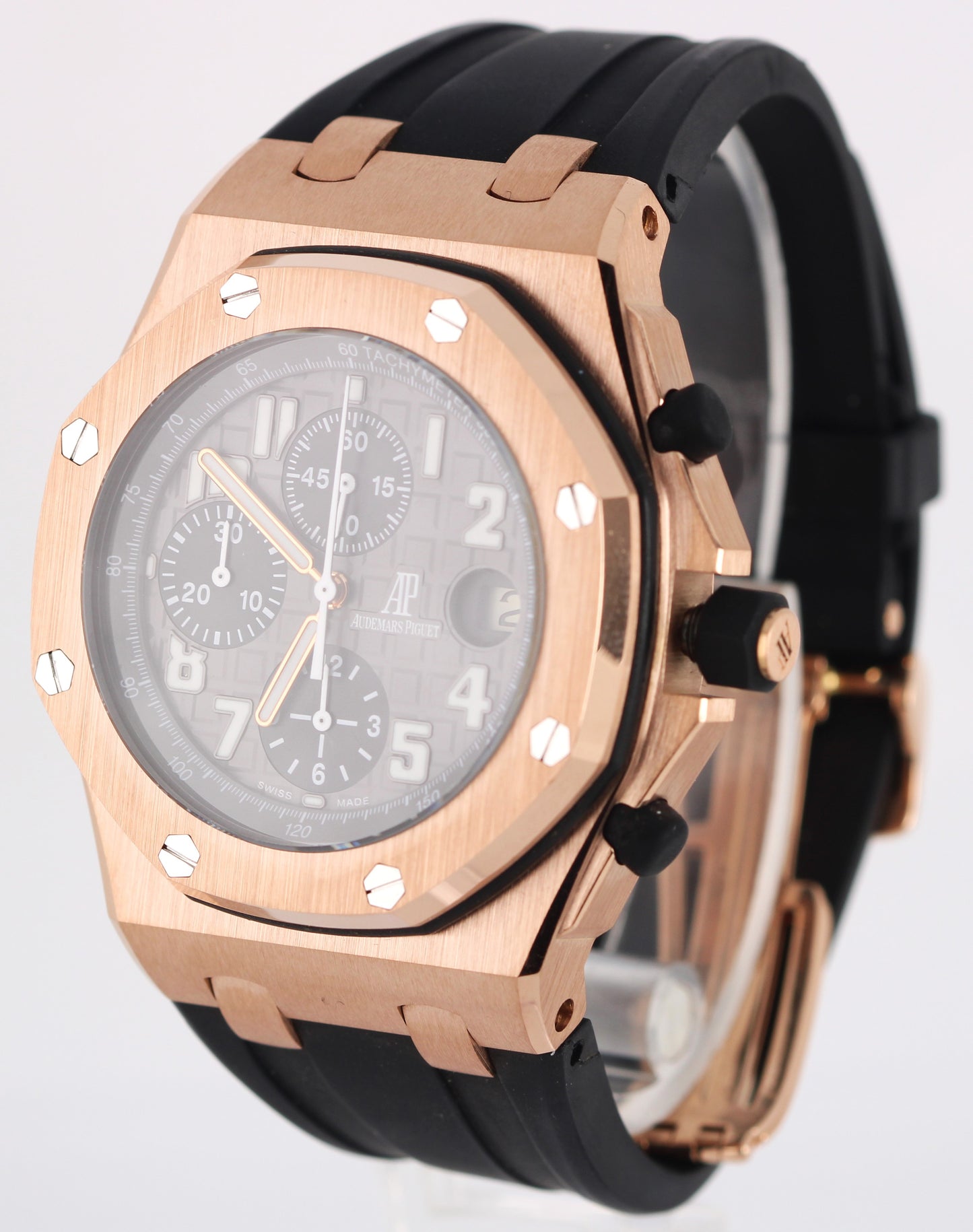 Audemars Piguet Royal Oak Offshore 18k Rose Gold Slate 42mm 25940OK Rubber Watch