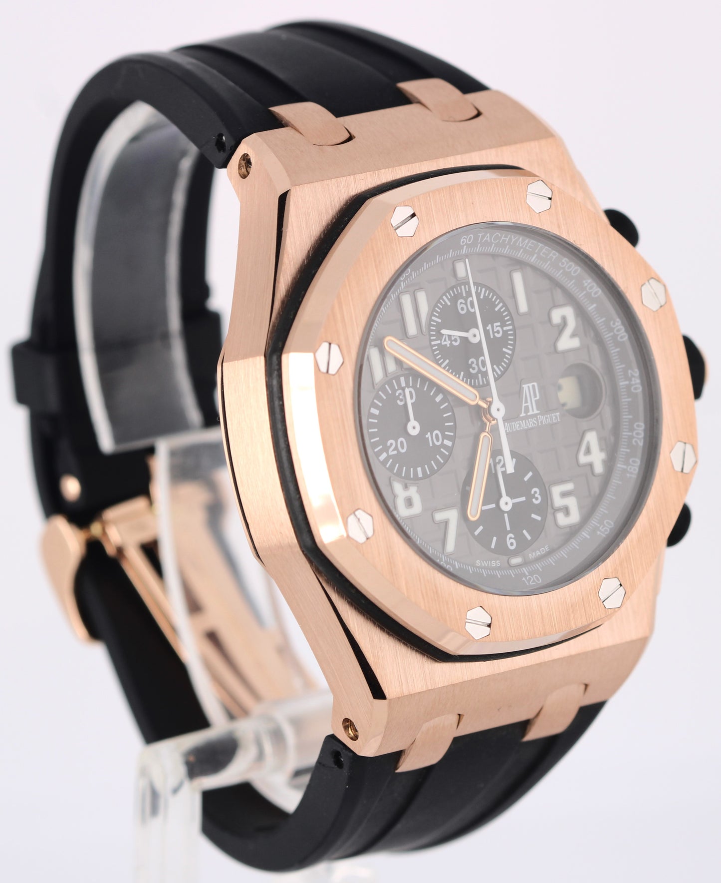 Audemars Piguet Royal Oak Offshore 18k Rose Gold Slate 42mm 25940OK Rubber Watch