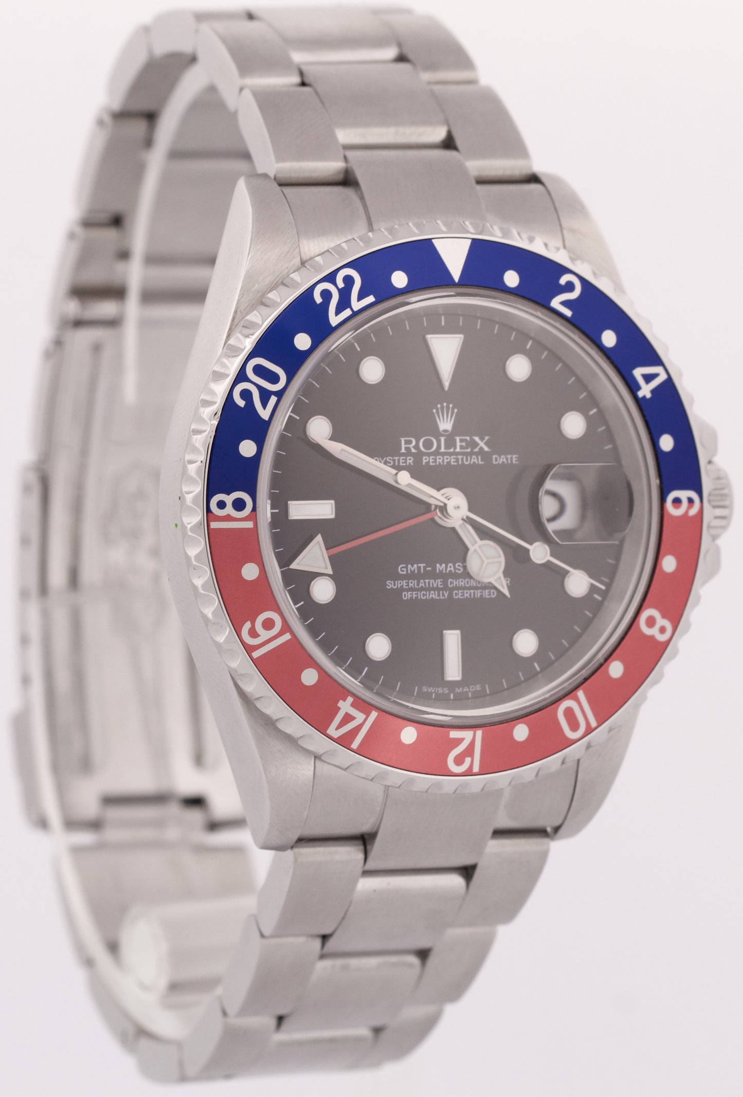 MINT PAPERS Rolex GMT-Master II PEPSI Red Blue Steel NO-HOLES 40mm 16710 BOX
