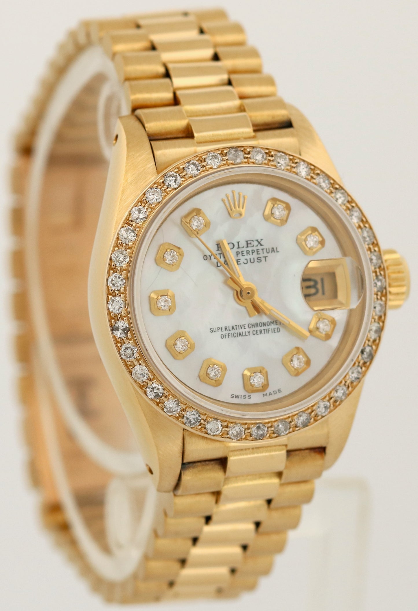Ladies Rolex DateJust President 26mm MOTHER OF PEARL DIAMOND 18K Gold 6917