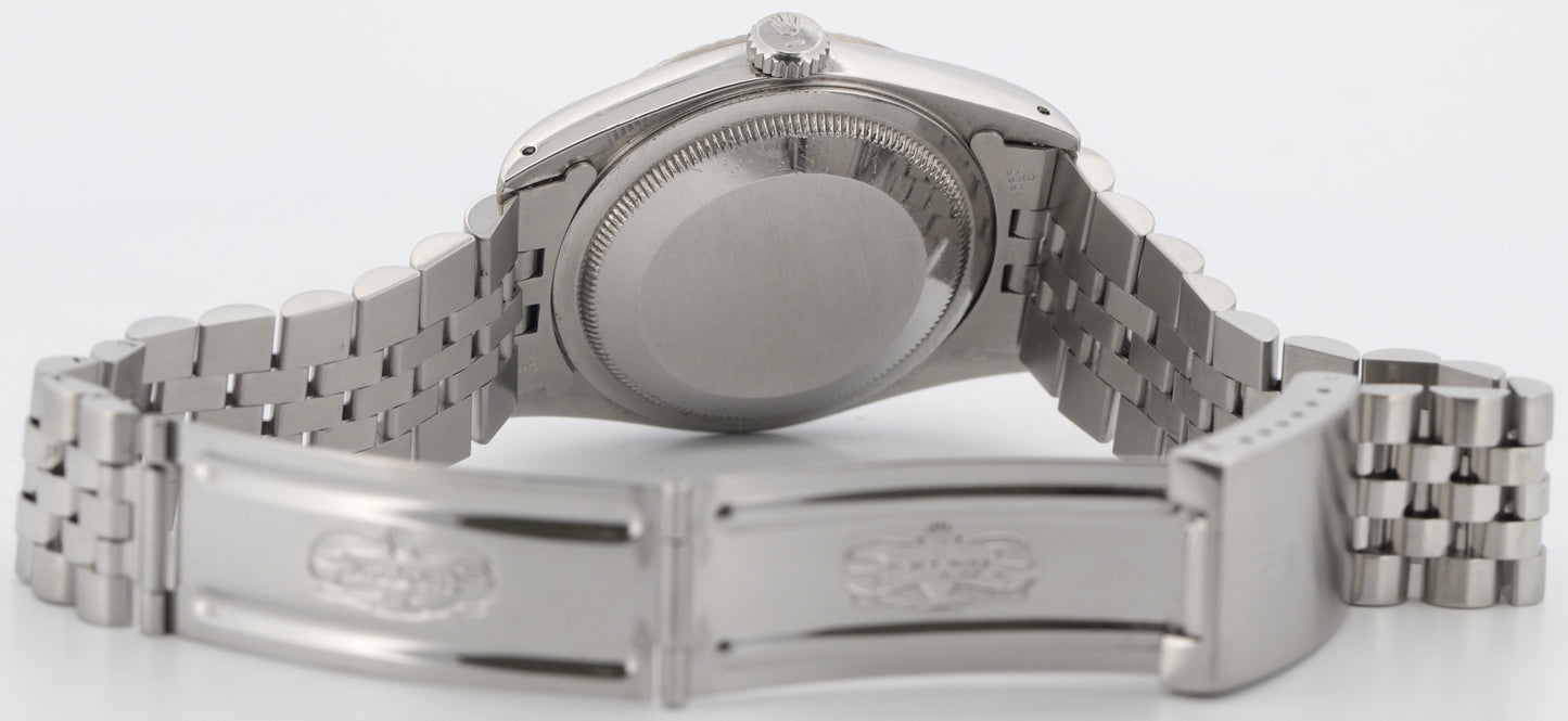 Rolex DateJust FACTORY PATINA SILVER DIAMOND 36mm 18K Gold JUBILEE Steel 16234