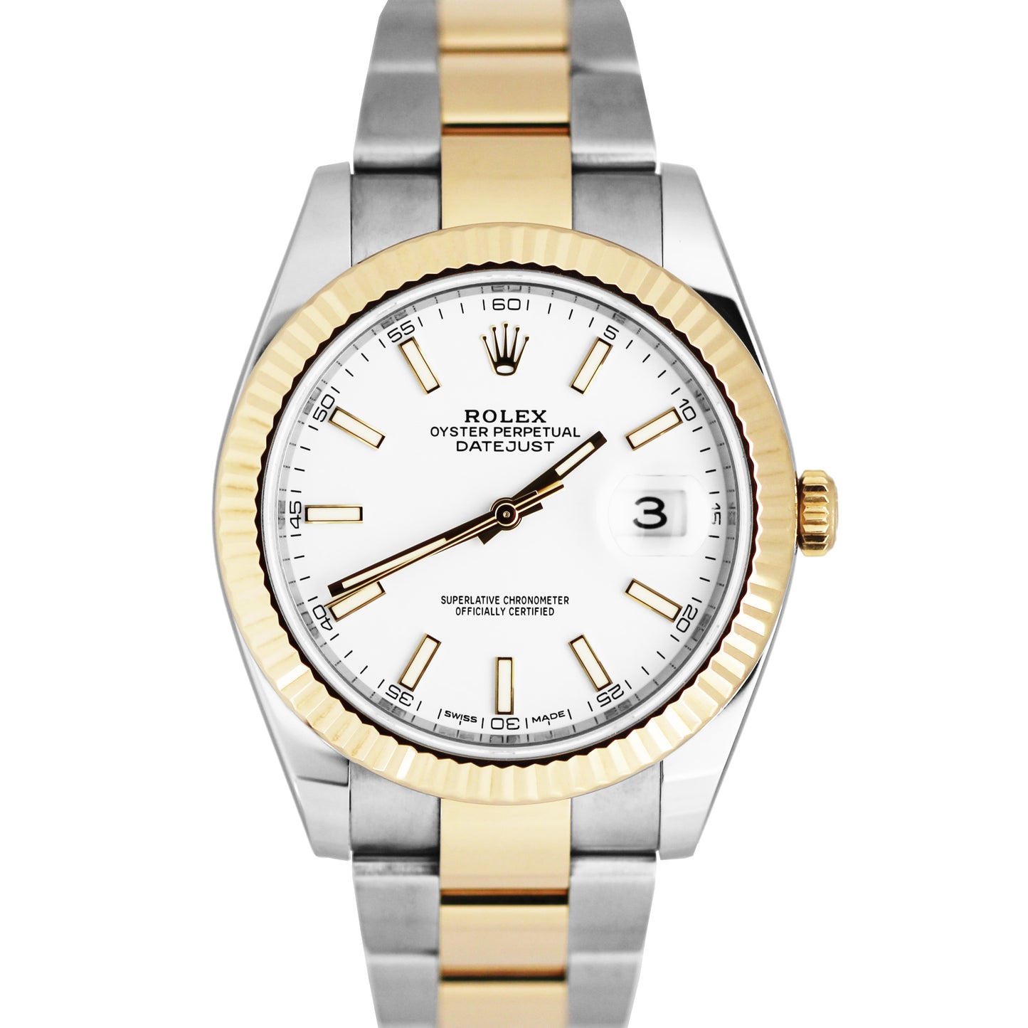 2019 Rolex DateJust 41 PAPERS Two-Tone 18k Gold White 41mm 126333 Watch B+P
