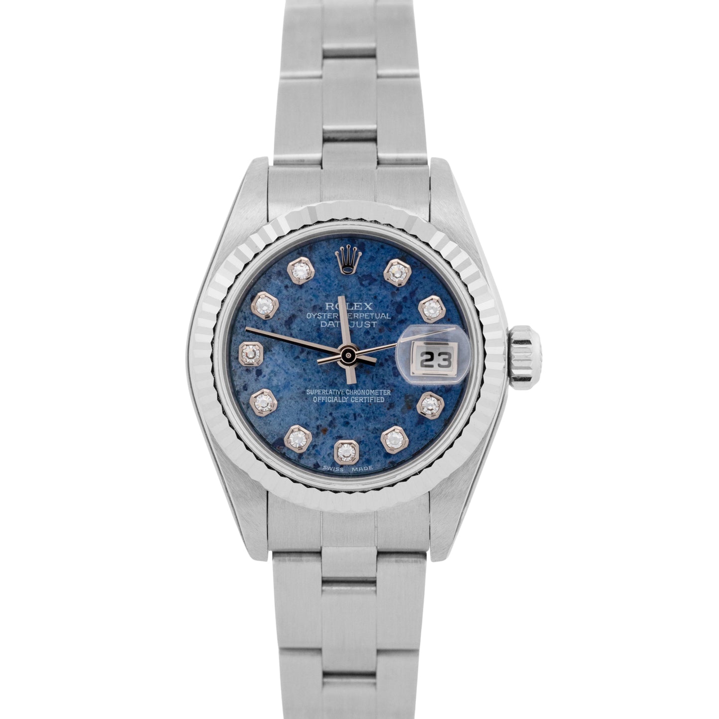 NOS STICKERED PAPERS Ladies Rolex DateJust 26mm SODALITE Dial Watch 79174 BOX