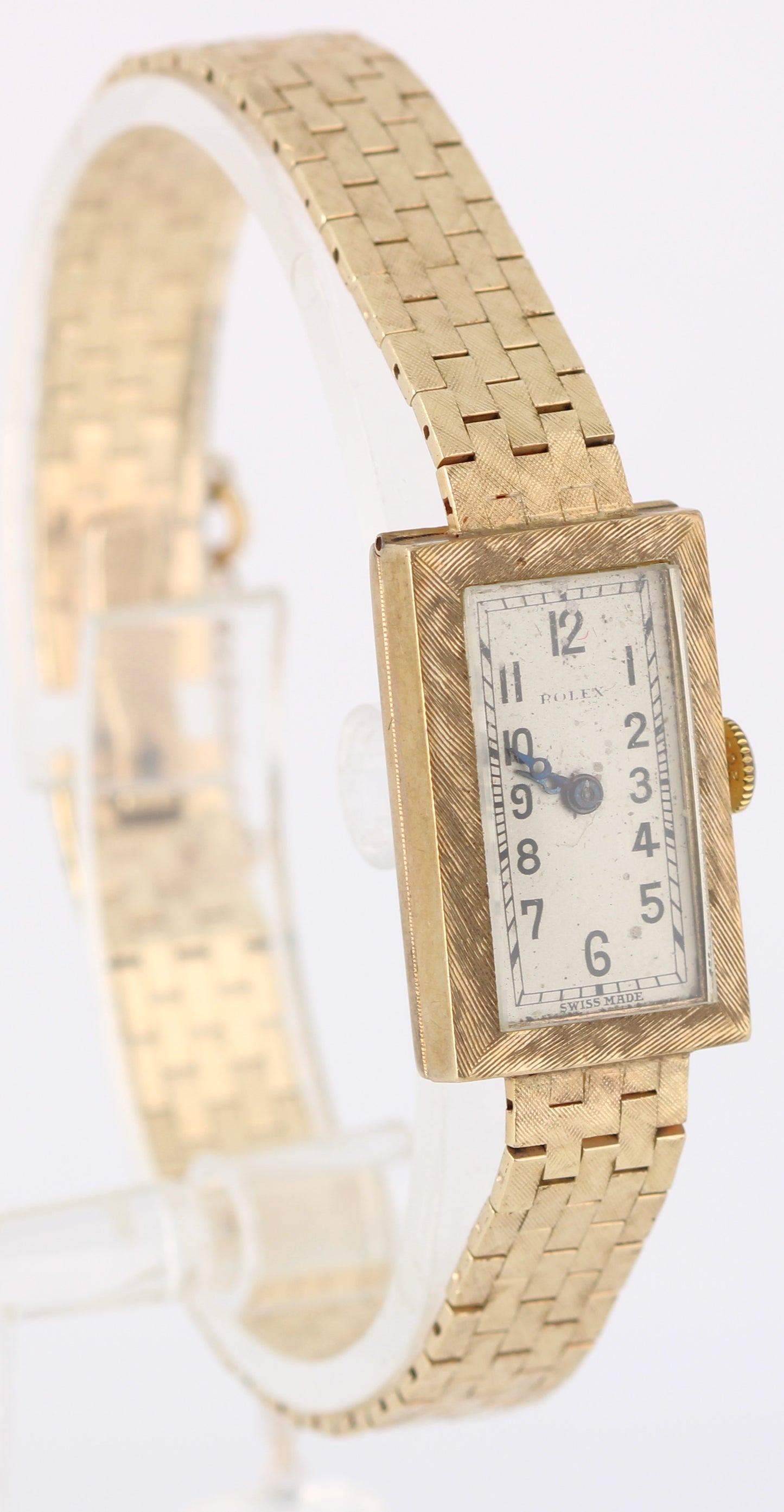 Vintage Ladies Rolex Art Deco 14k Gold 26gr Rectangle Cocktail 24mmx15mm Watch