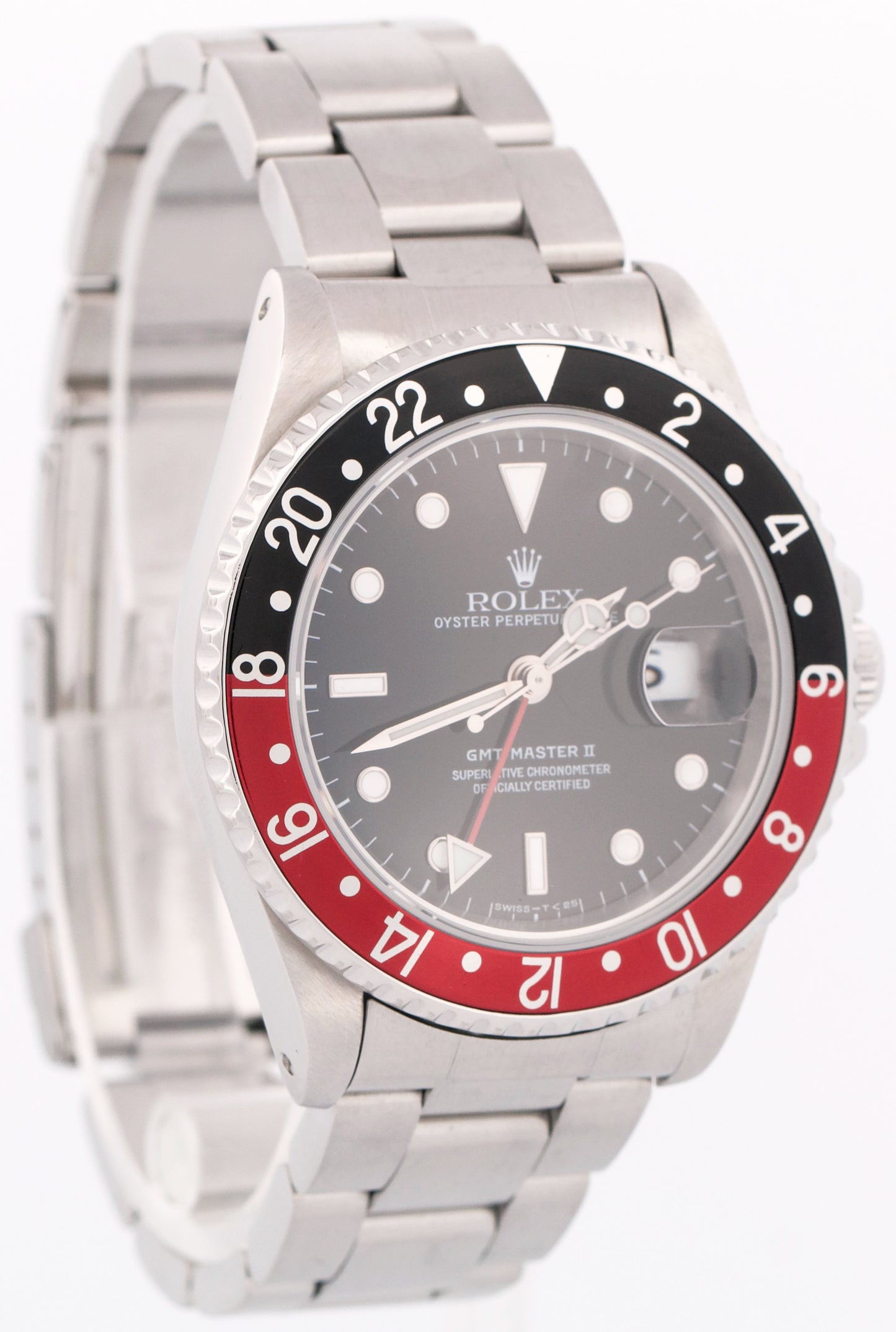 MINT PAPERS Rolex GMT-Master II COKE Red Black Steel RSC Oyster 40mm 16710 BOX