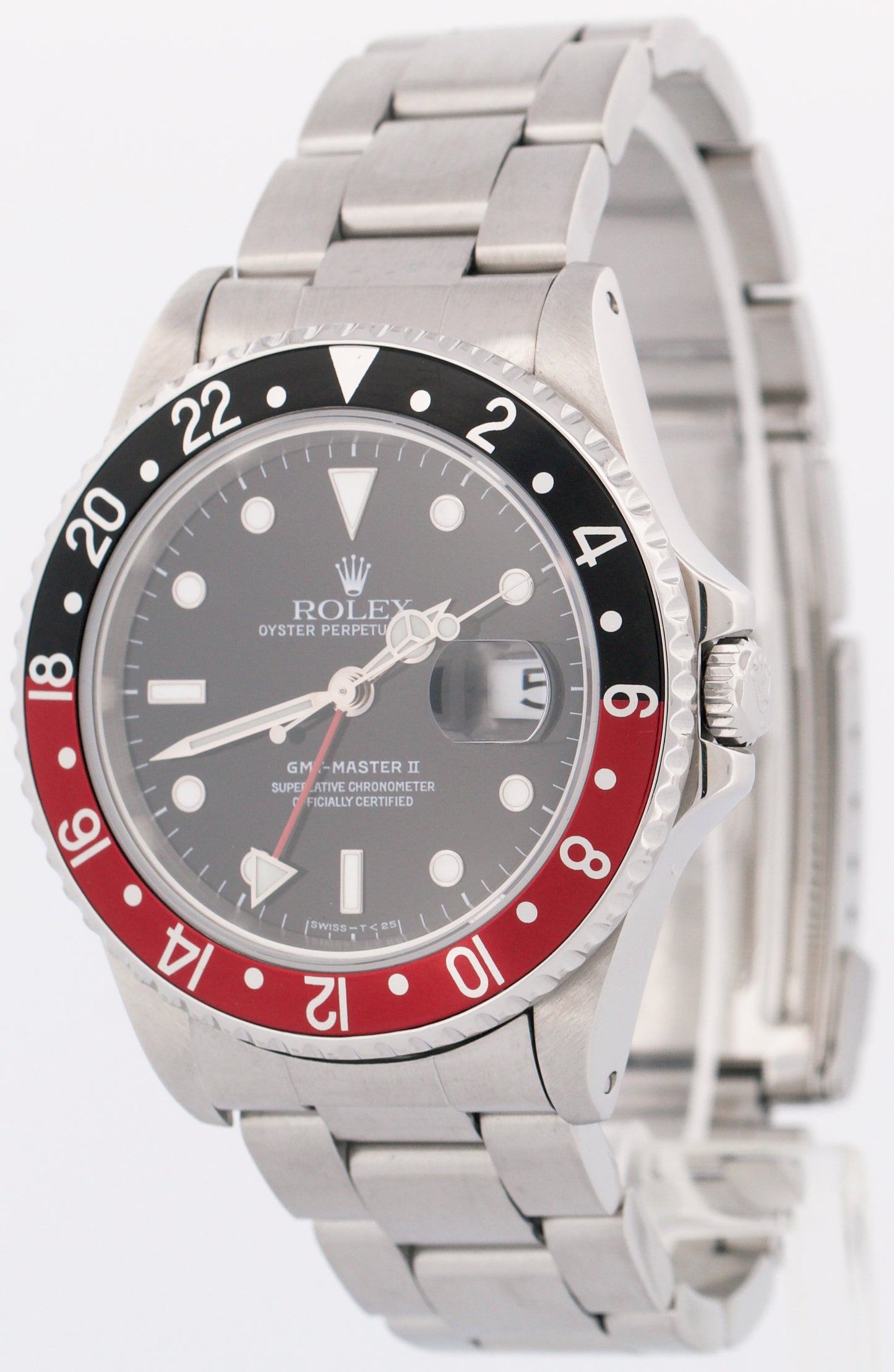 MINT PAPERS Rolex GMT-Master II COKE Red Black Steel RSC Oyster 40mm 16710 BOX