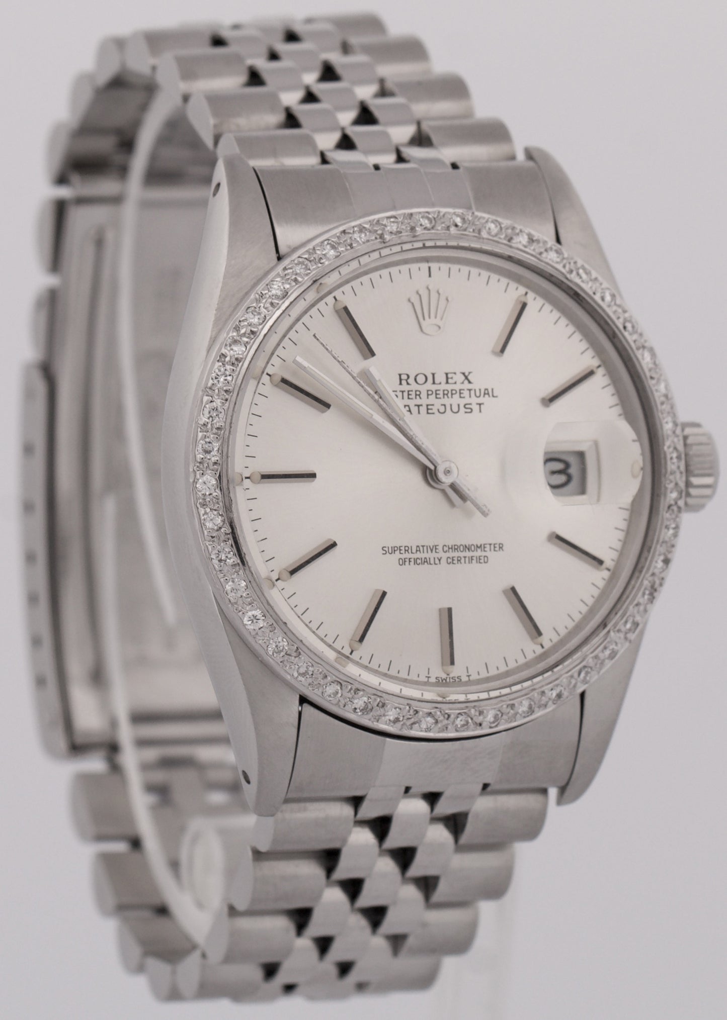 MINT PAPERS Rolex DateJust 36mm SILVER DIAMOND Stainless JUBILEE Watch 16030 BOX