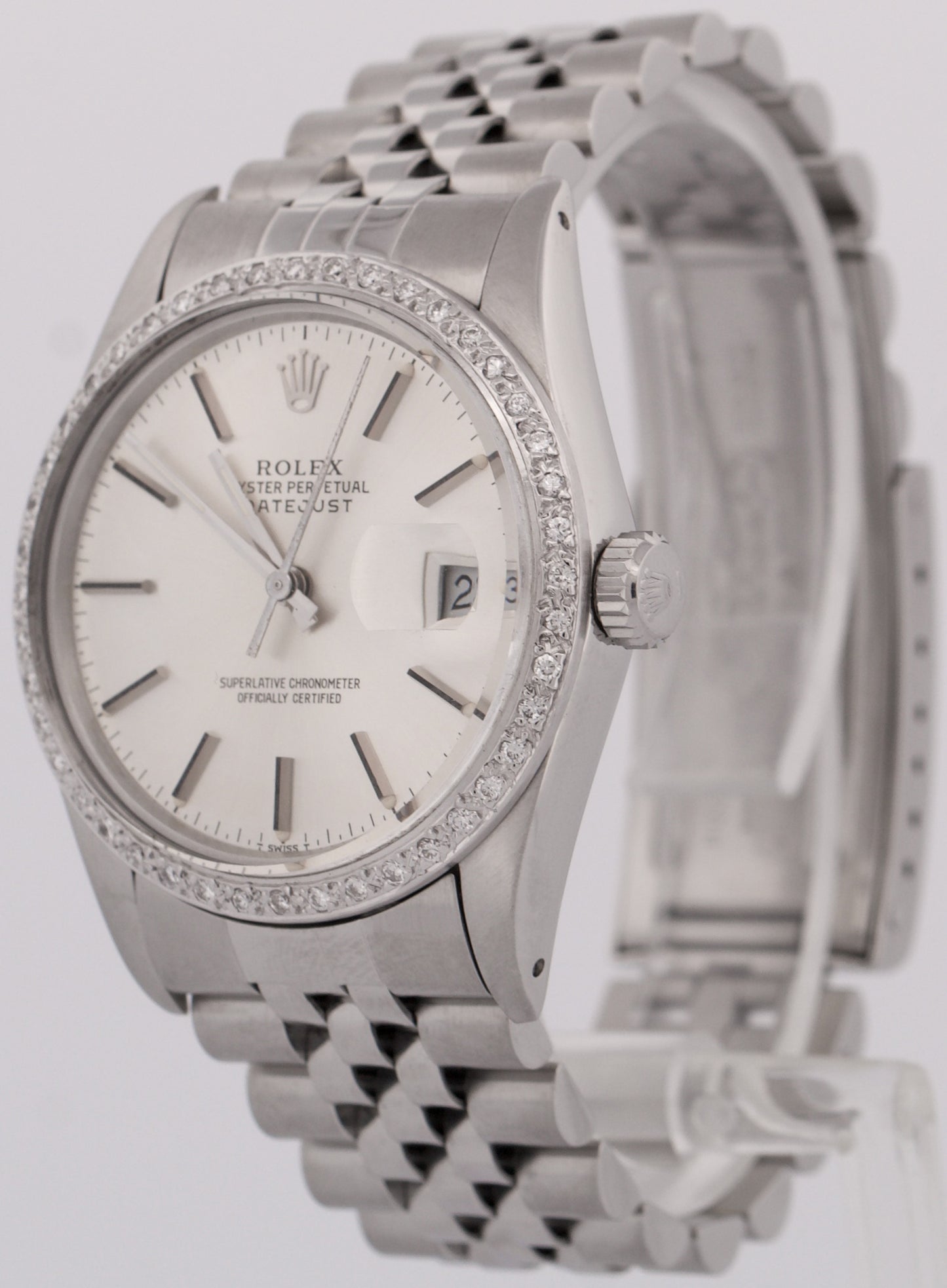 MINT PAPERS Rolex DateJust 36mm SILVER DIAMOND Stainless JUBILEE Watch 16030 BOX