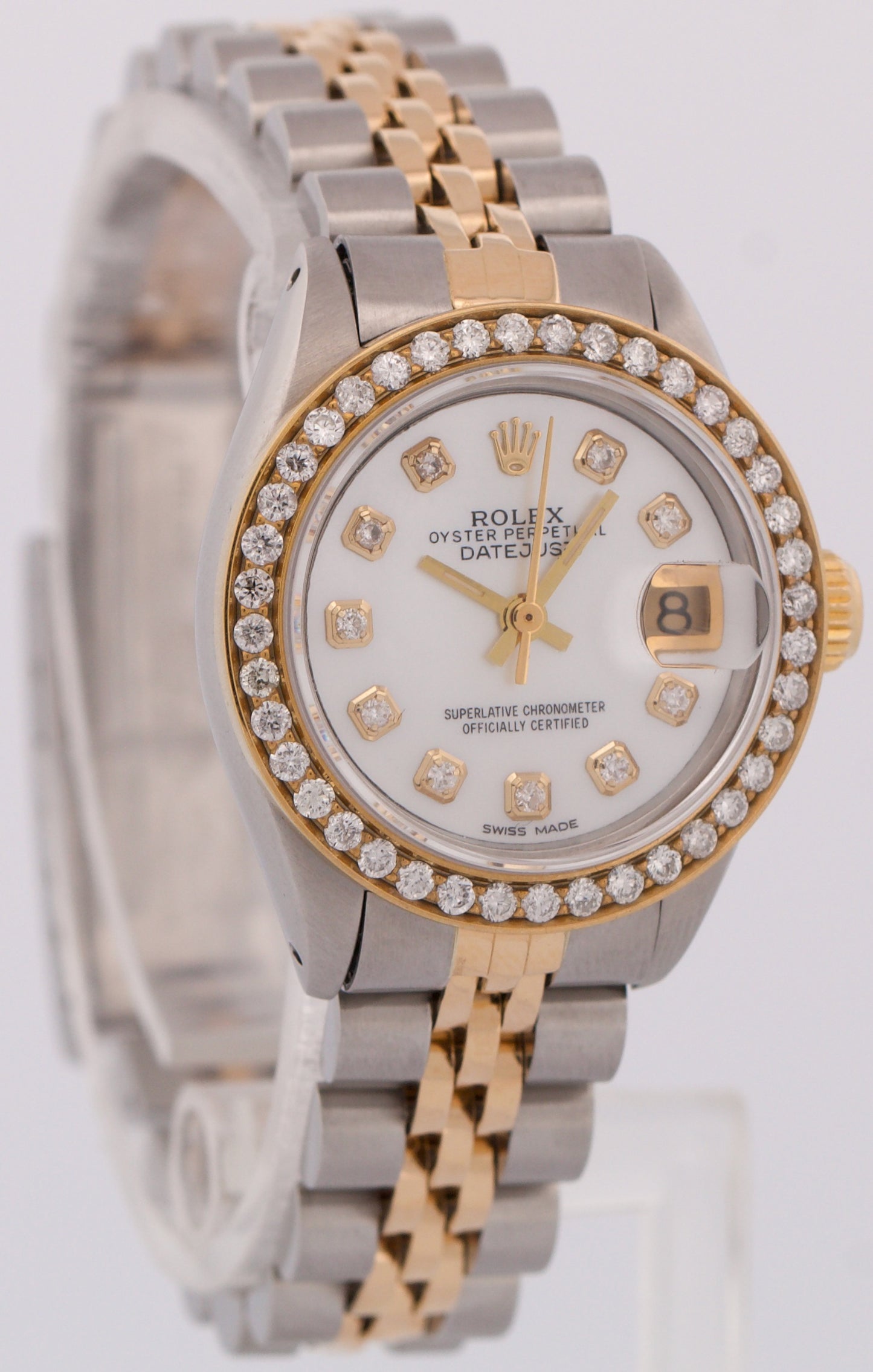 VINTAGE Rolex DateJust 26mm MOP DIAMOND 18K Yellow Gold Steel JUBILEE 6917