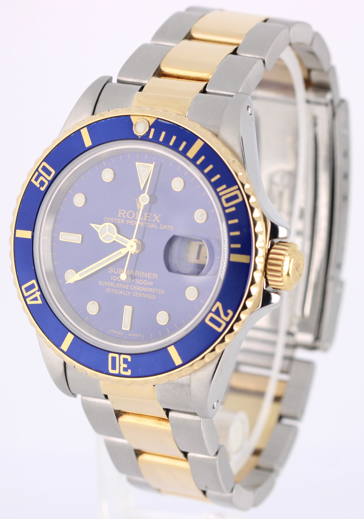 VINTAGE Rolex Submariner Date Two-Tone 18K Gold Steel Blue 40mm 16803 Watch