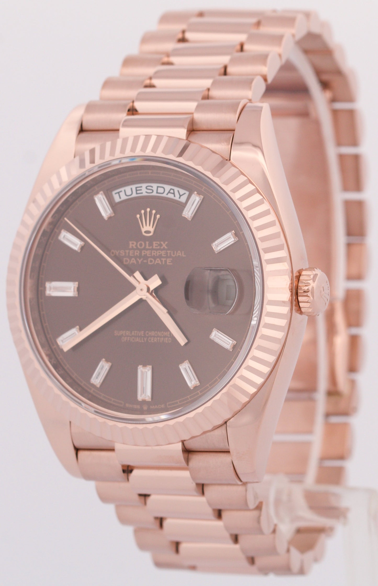 MINT Rolex Day-Date President 40mm FACTORY CHOCOLATE BAGUETTE 18K 228235 BOX