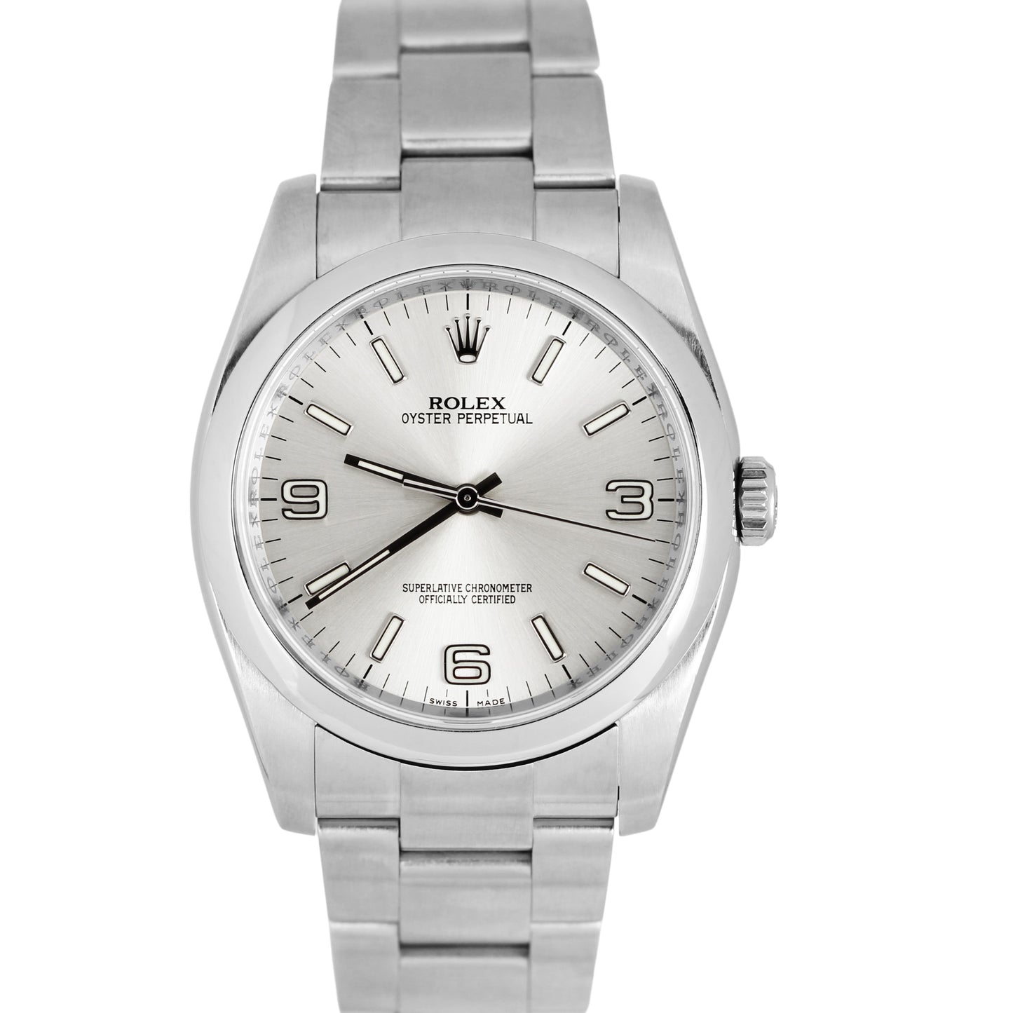Rolex Oyster Perpetual Stainless Steel Silver '3-6-9 Stick' 36mm 116000 Watch