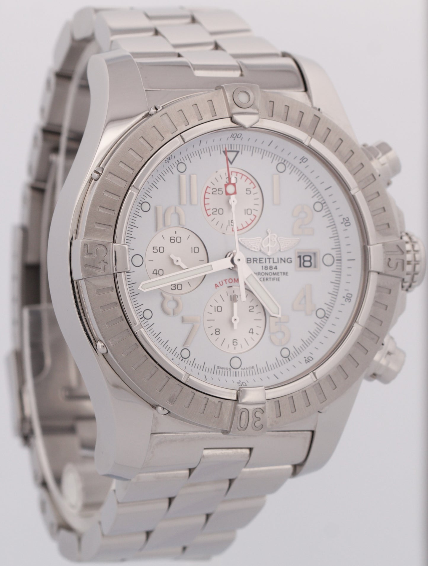 MINT PAPERS Breitling Super Avenger Chronograph 48mm Steel Watch A13370 BOX