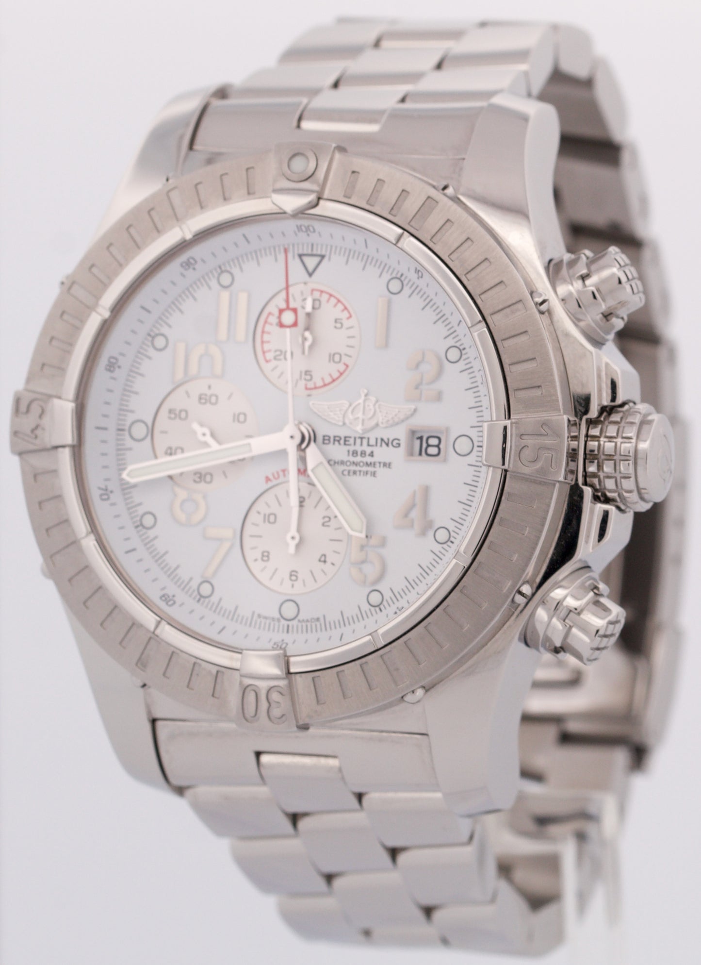 MINT PAPERS Breitling Super Avenger Chronograph 48mm Steel Watch A13370 BOX