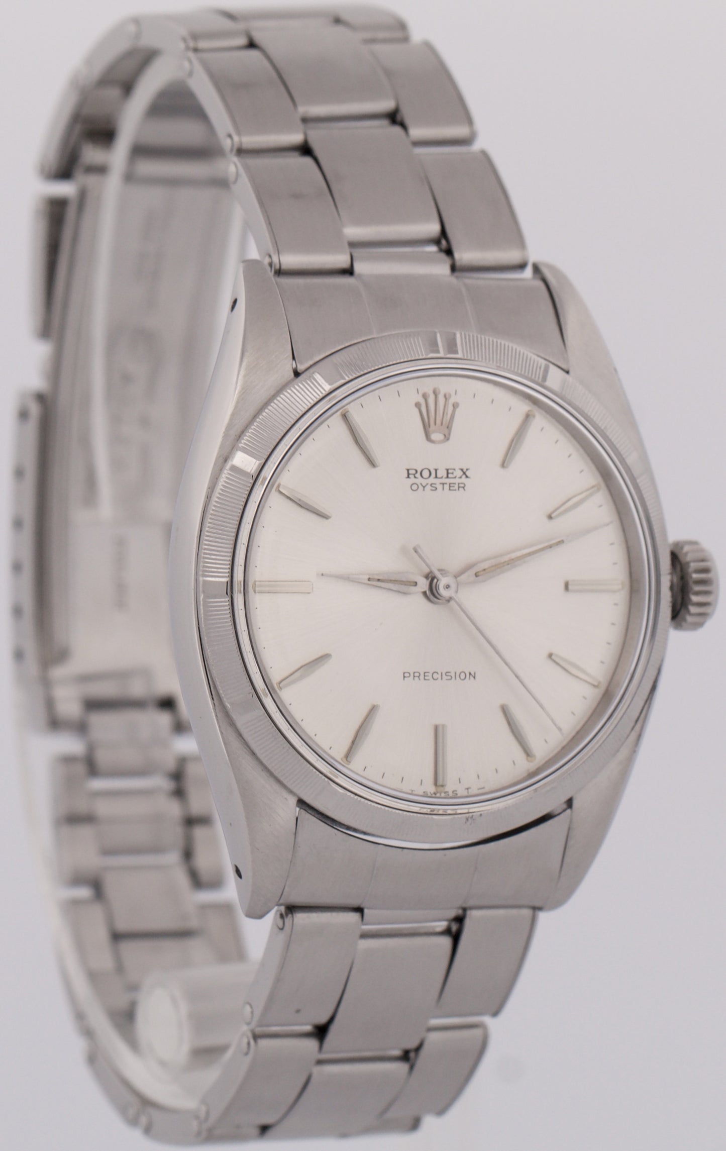 VINTAGE 1950's Rolex Oyster Precision SILVER 34mm Steel Oyster Manual 6423 Watch