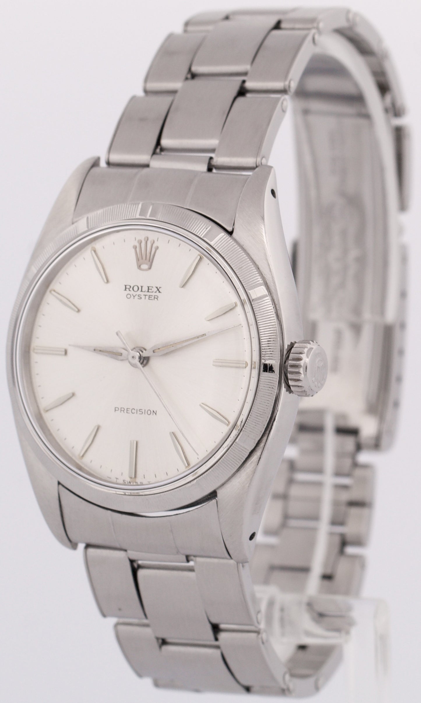 VINTAGE 1950's Rolex Oyster Precision SILVER 34mm Steel Oyster Manual 6423 Watch