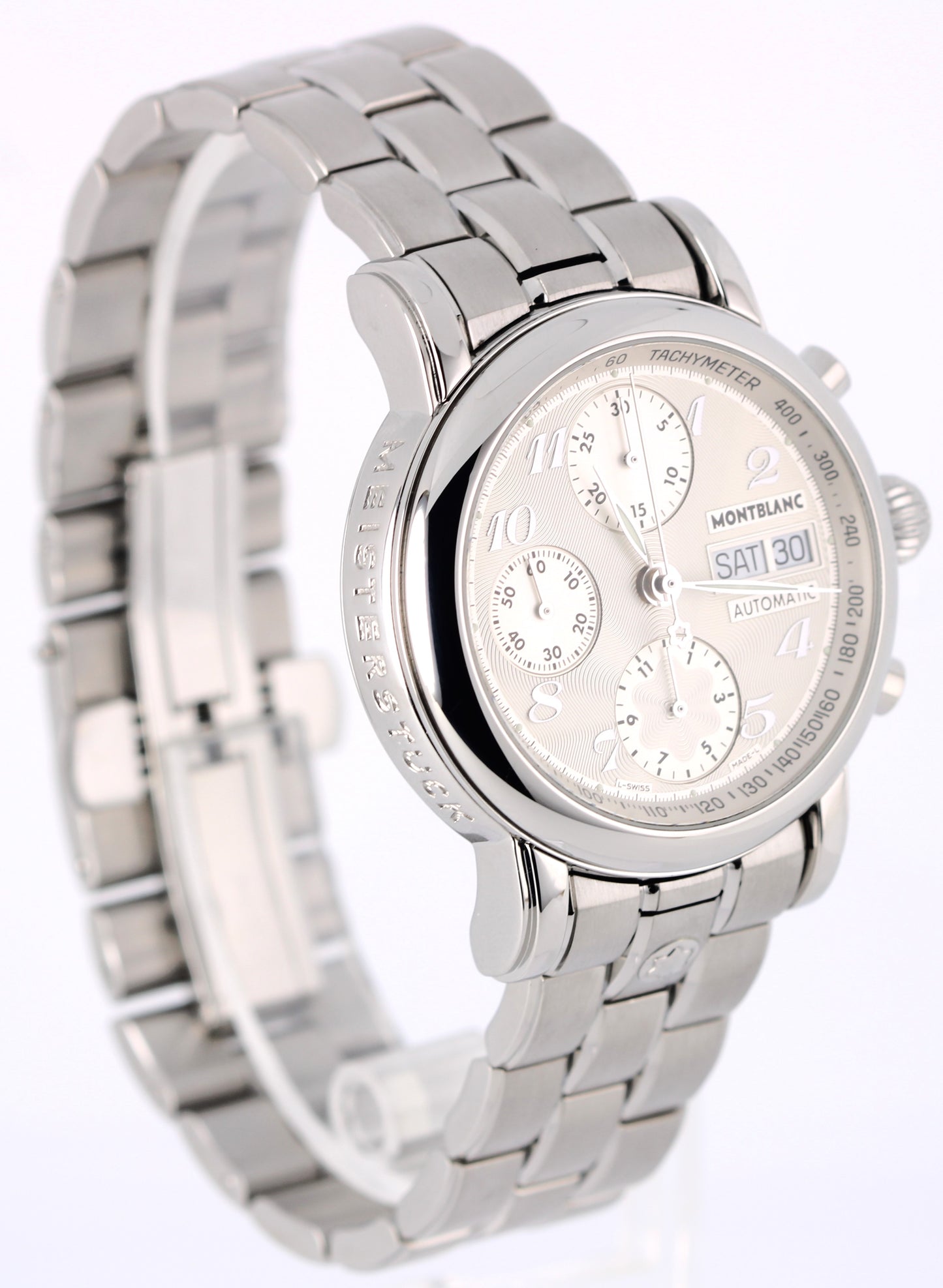 Montblanc Star Meisterstuck Day Date Chronograph Silver 38mm 7016 Watch BOX