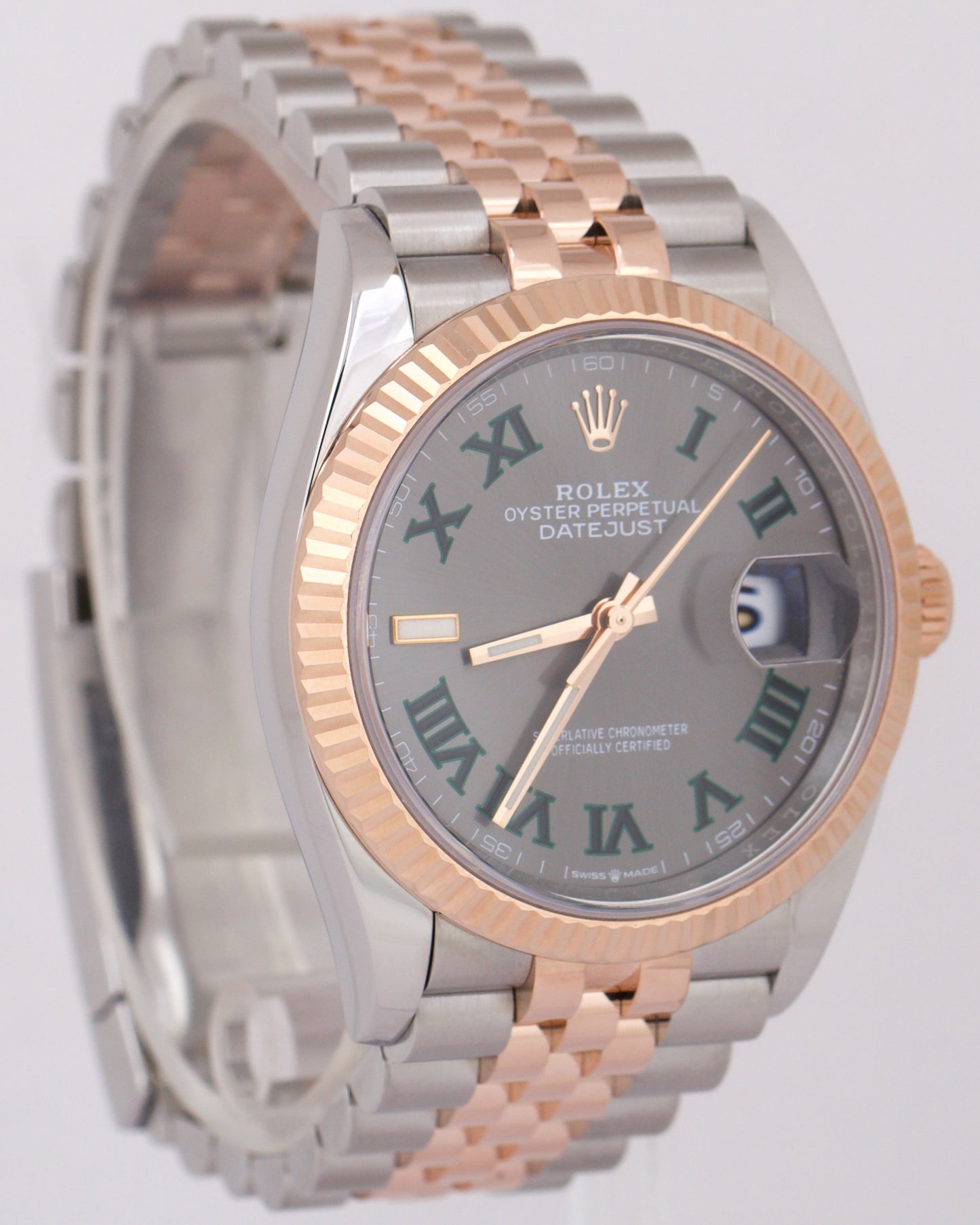 MINT PAPERS Rolex DateJust Rhodium WIMBLEDON 18k Steel JUBILEE 36mm 126231 BOX