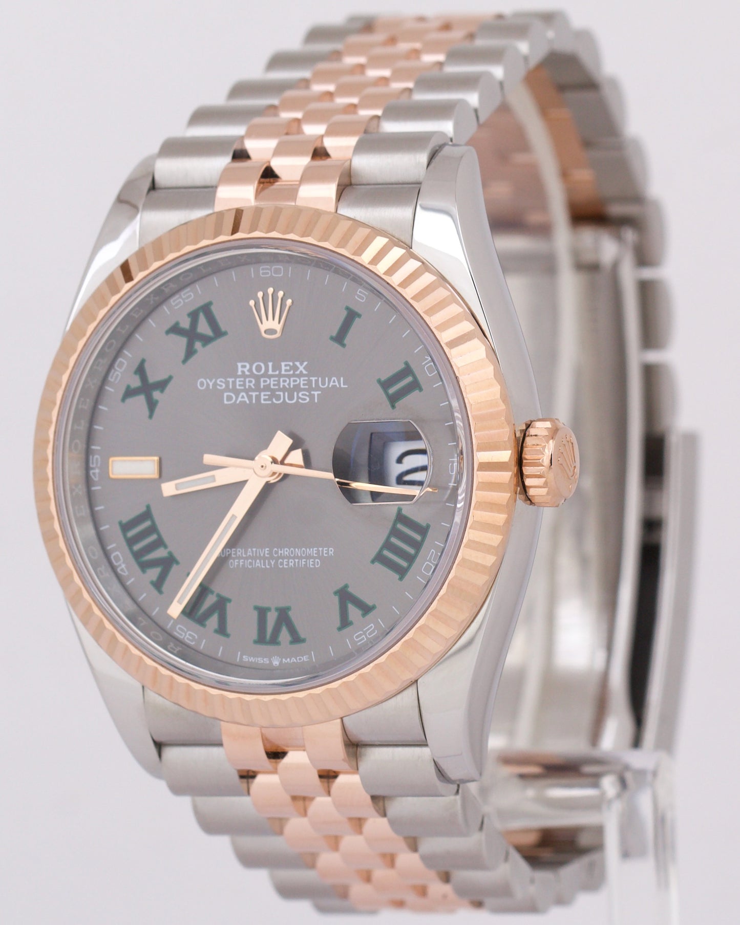 MINT PAPERS Rolex DateJust Rhodium WIMBLEDON 18k Steel JUBILEE 36mm 126231 BOX