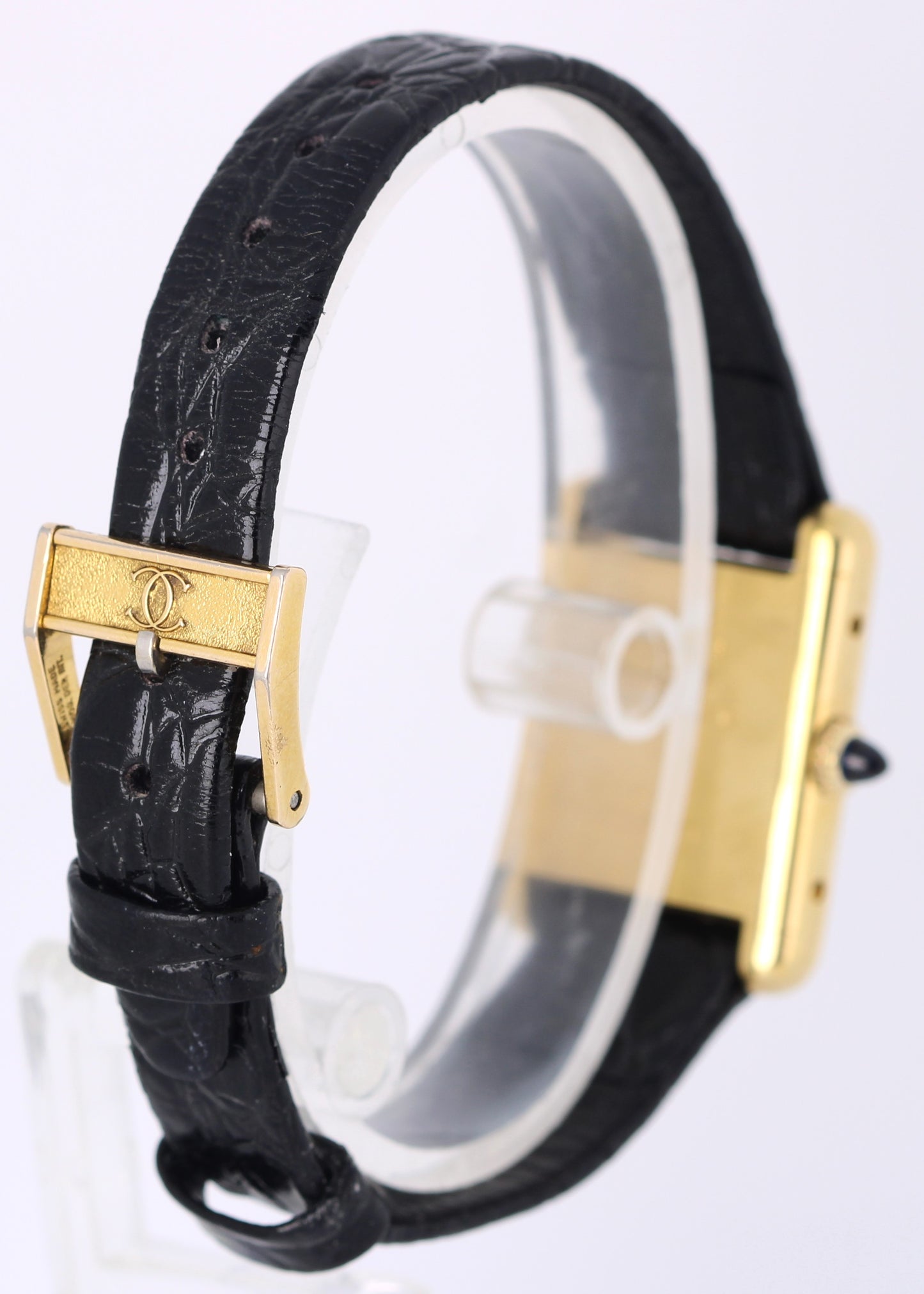 VINTAGE Cartier Tank Gold Plated PLAQUE OR G20M Silver Roman Numeral 21mm Watch
