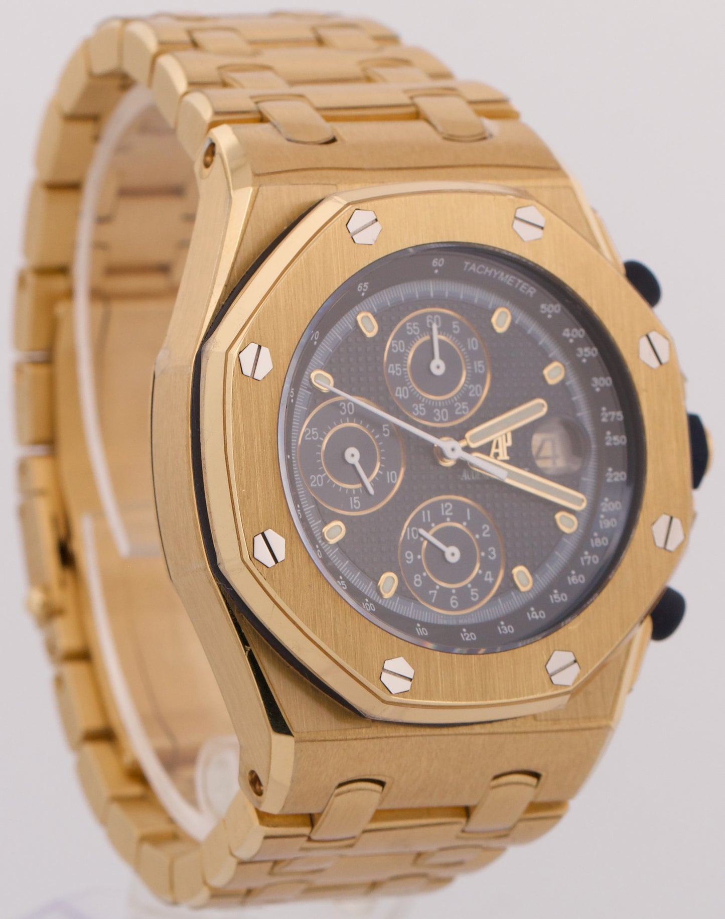 PAPERS Audemars Piguet Royal Oak Offshore BRICK BLUE 18K Yellow Gold 25721BA BOX
