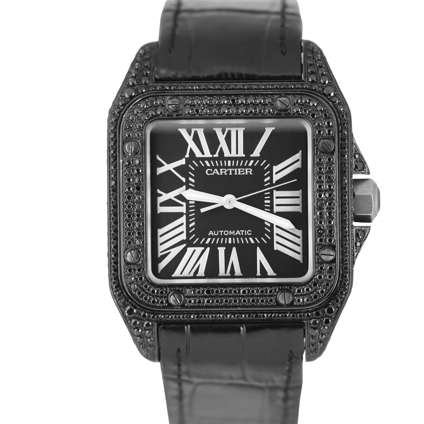 Cartier Santos 100 XL LTD Manager 2009 Titanium Gemstone Black 38mm 2656 Watch