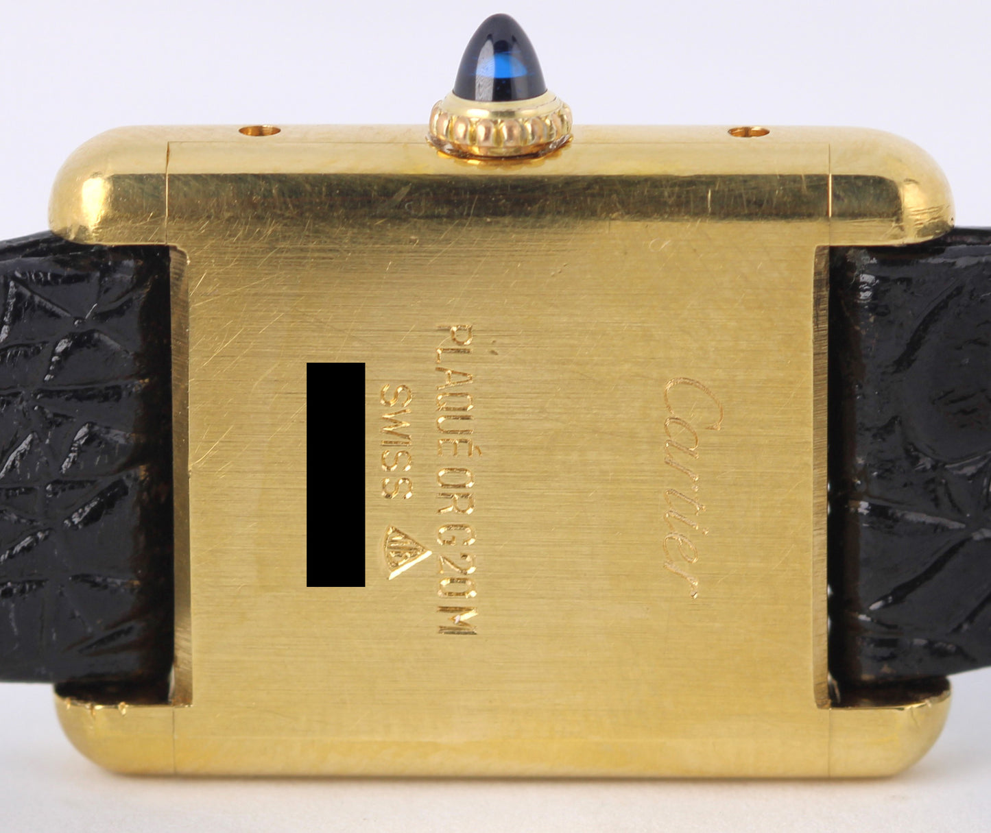 VINTAGE Cartier Tank Gold Plated PLAQUE OR G20M Silver Roman Numeral 21mm Watch
