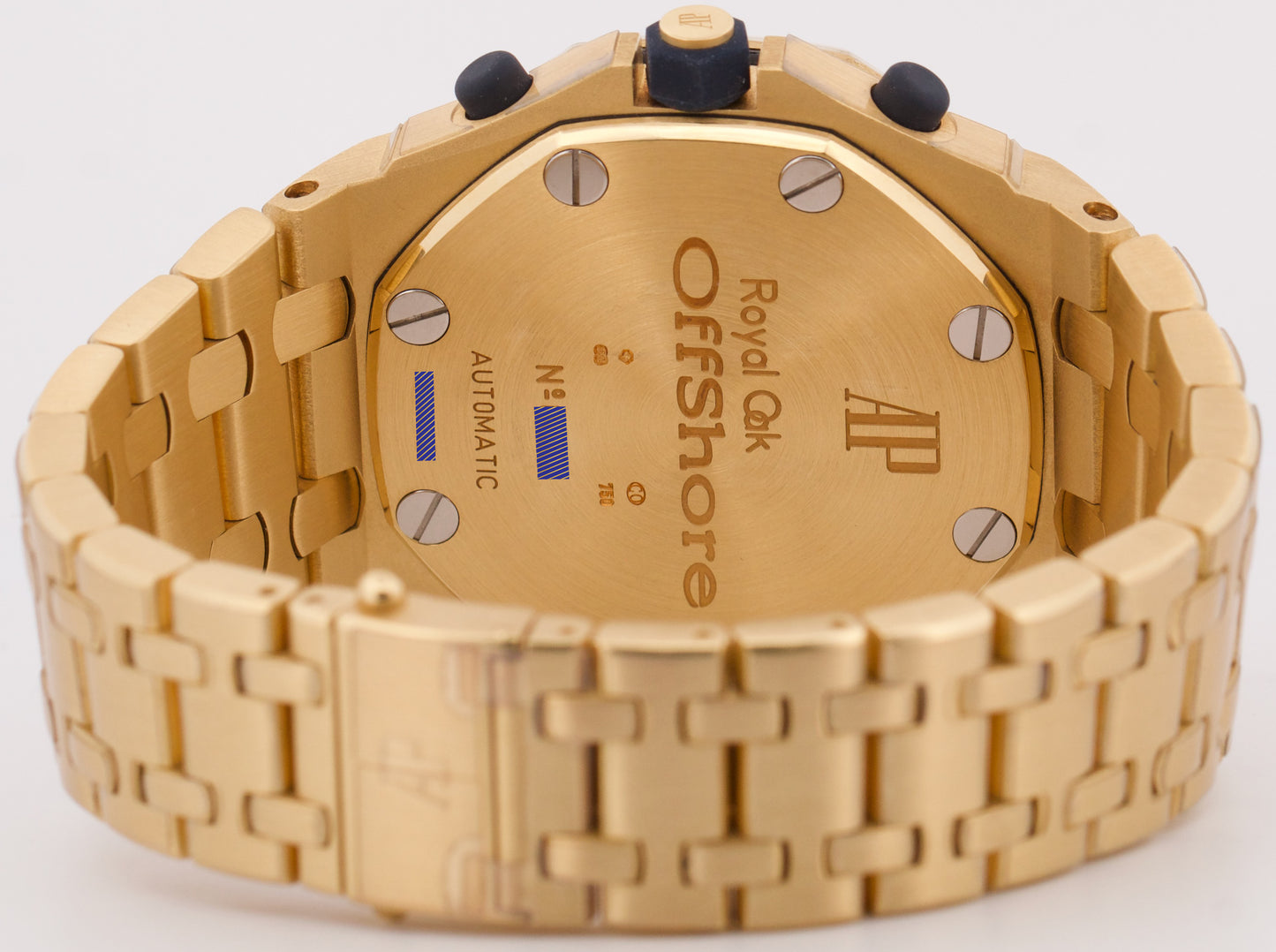 PAPERS Audemars Piguet Royal Oak Offshore BRICK BLUE 18K Yellow Gold 25721BA BOX