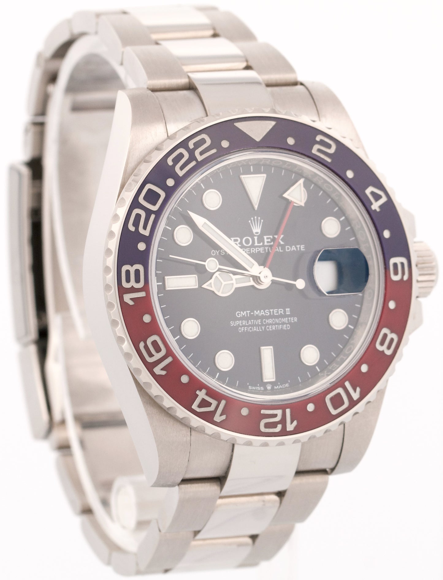 2022 PAPERS Rolex GMT-Master II PEPSI Red Blue 18K White Gold 126719 BLRO BOX
