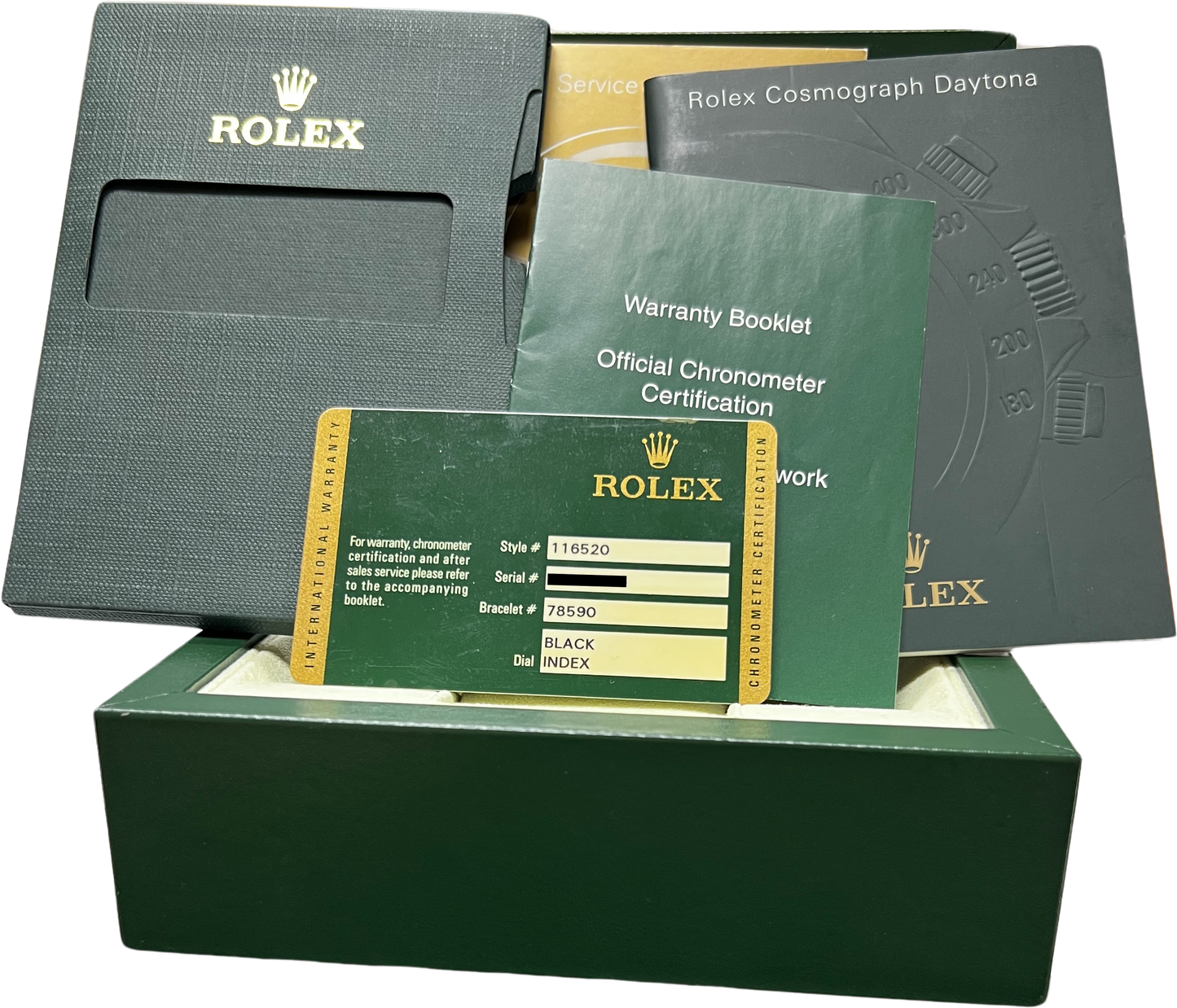 Rolex Daytona Cosmograph PAPERS REHAUT Stainless Black 40mm Watch 116520 B+P