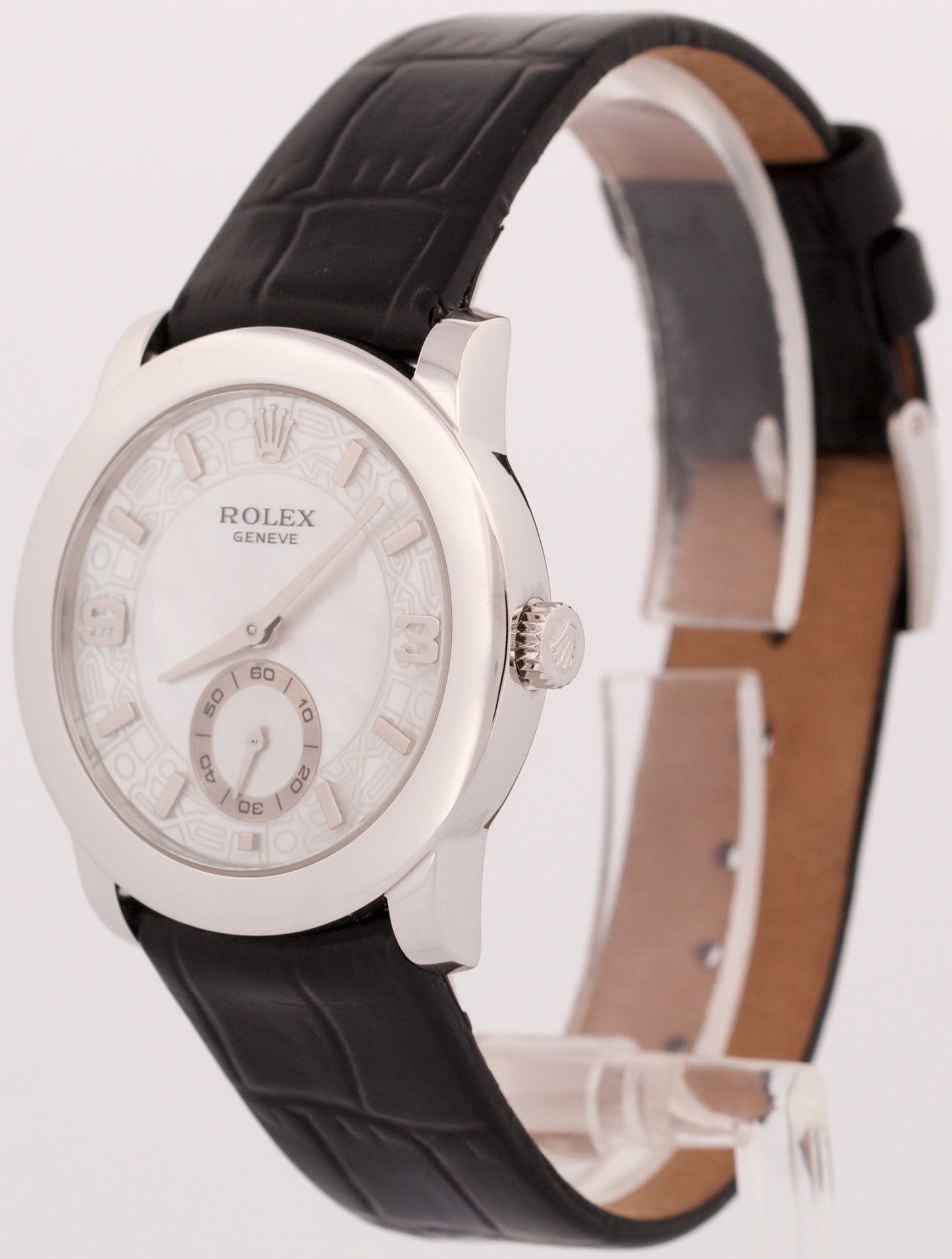 Rolex Cellini Cellinium JUBILEE MOTHER OF PEARL Platinum Leather 35mm 5240 Watch