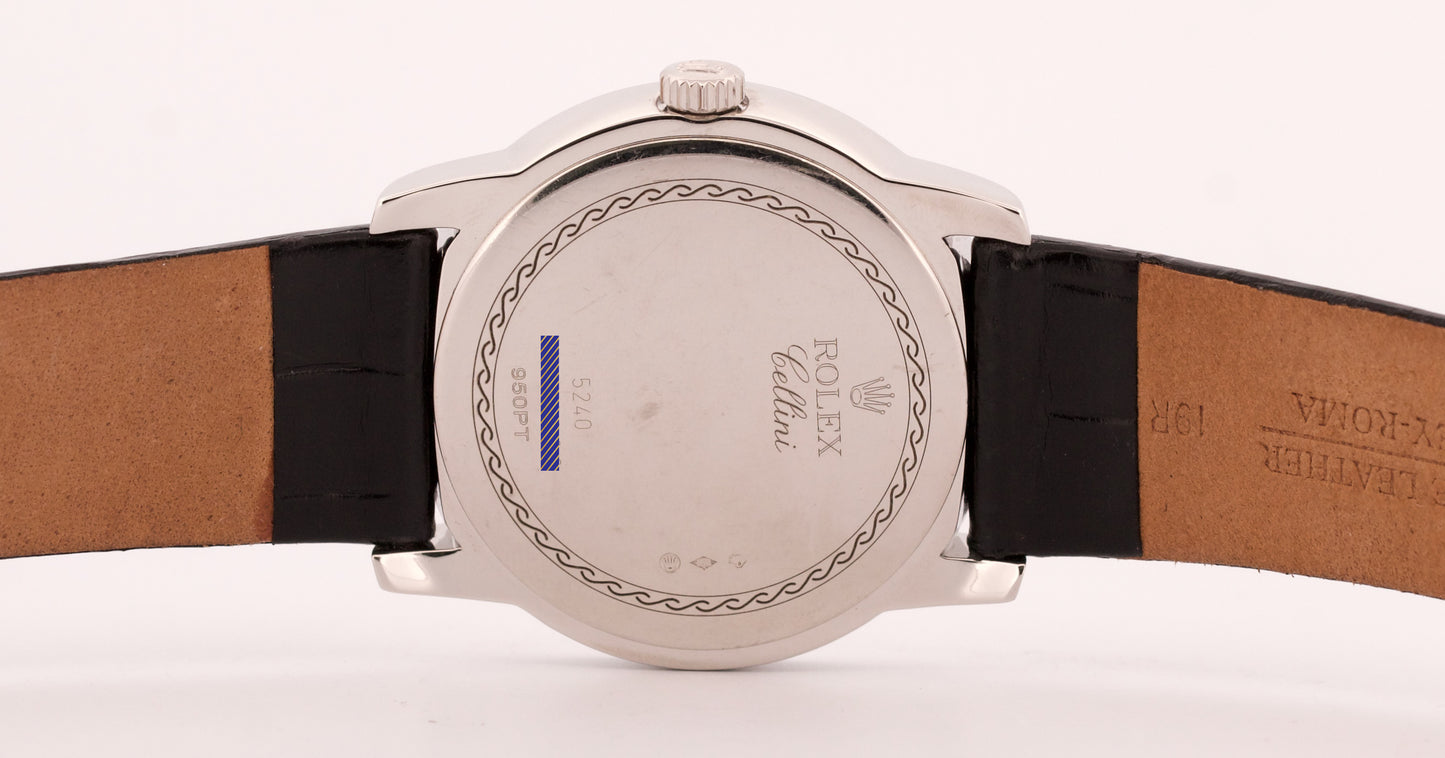 Rolex Cellini Cellinium JUBILEE MOTHER OF PEARL Platinum Leather 35mm 5240 Watch