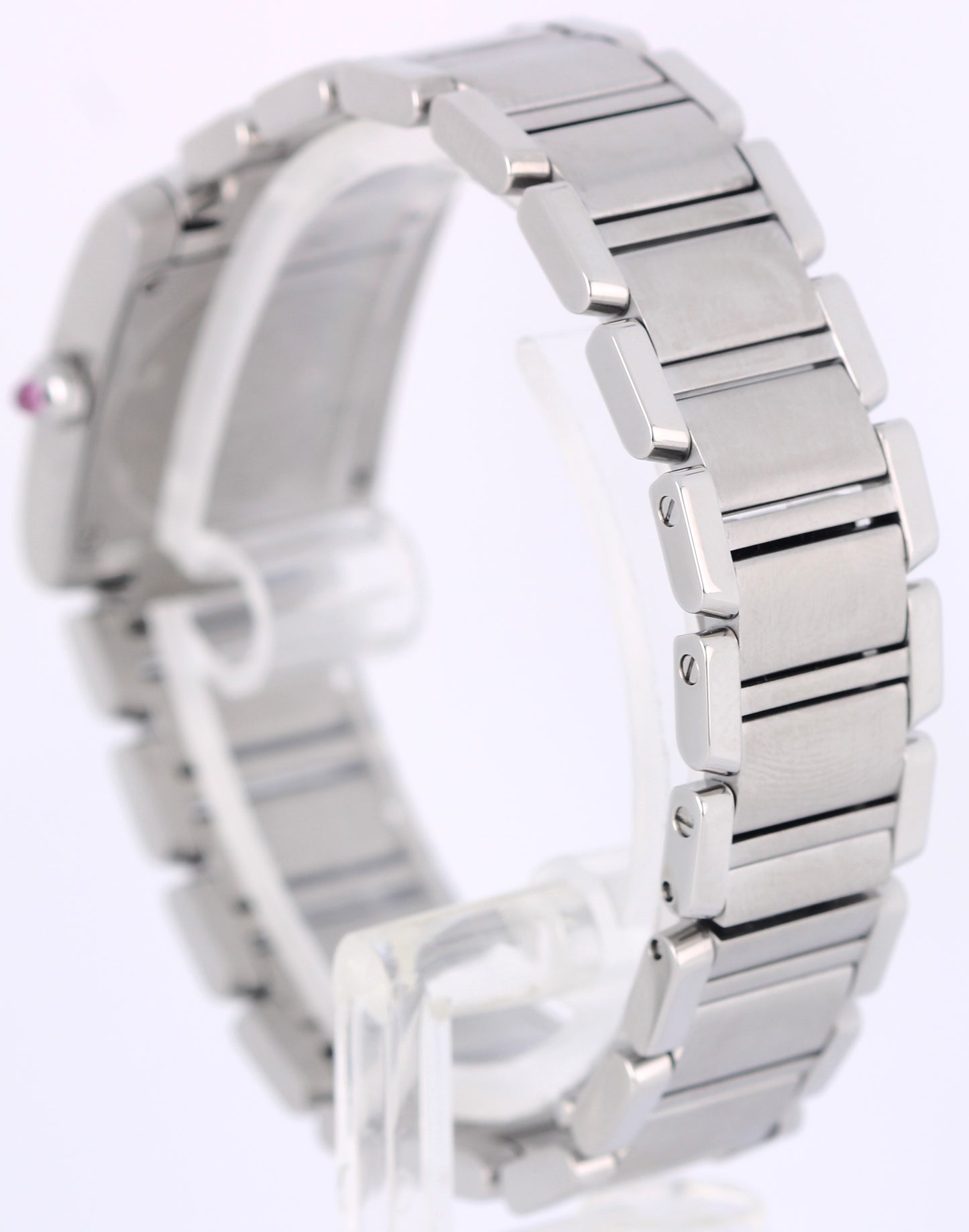 Ladies Cartier Tank Française Steel PINK Mother of Pearl Roman 20mm 2384 Watch