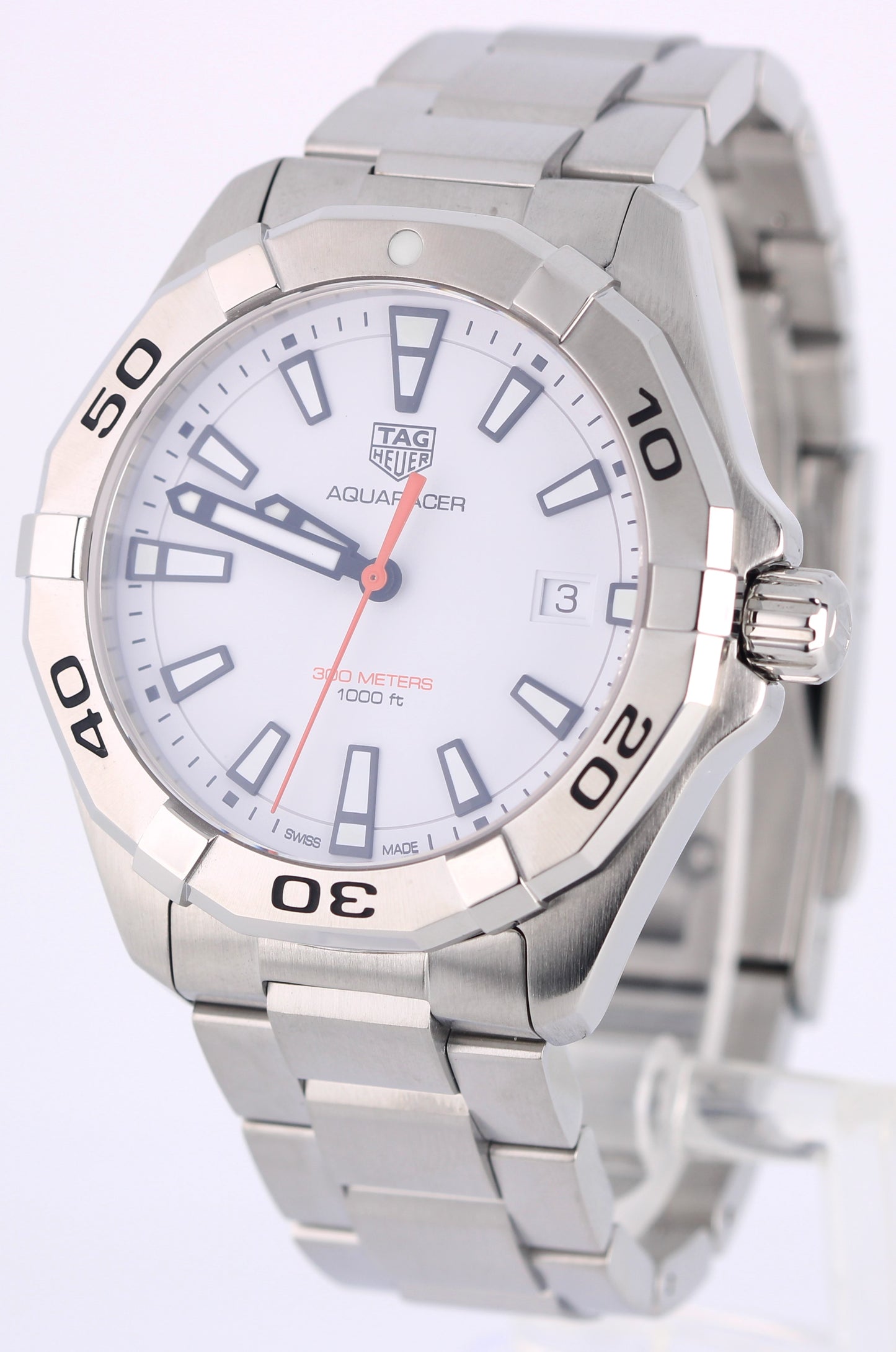 Tag Heuer Aquaracer Stainless Steel White Orange 41mm WBD1111 Quartz Watch