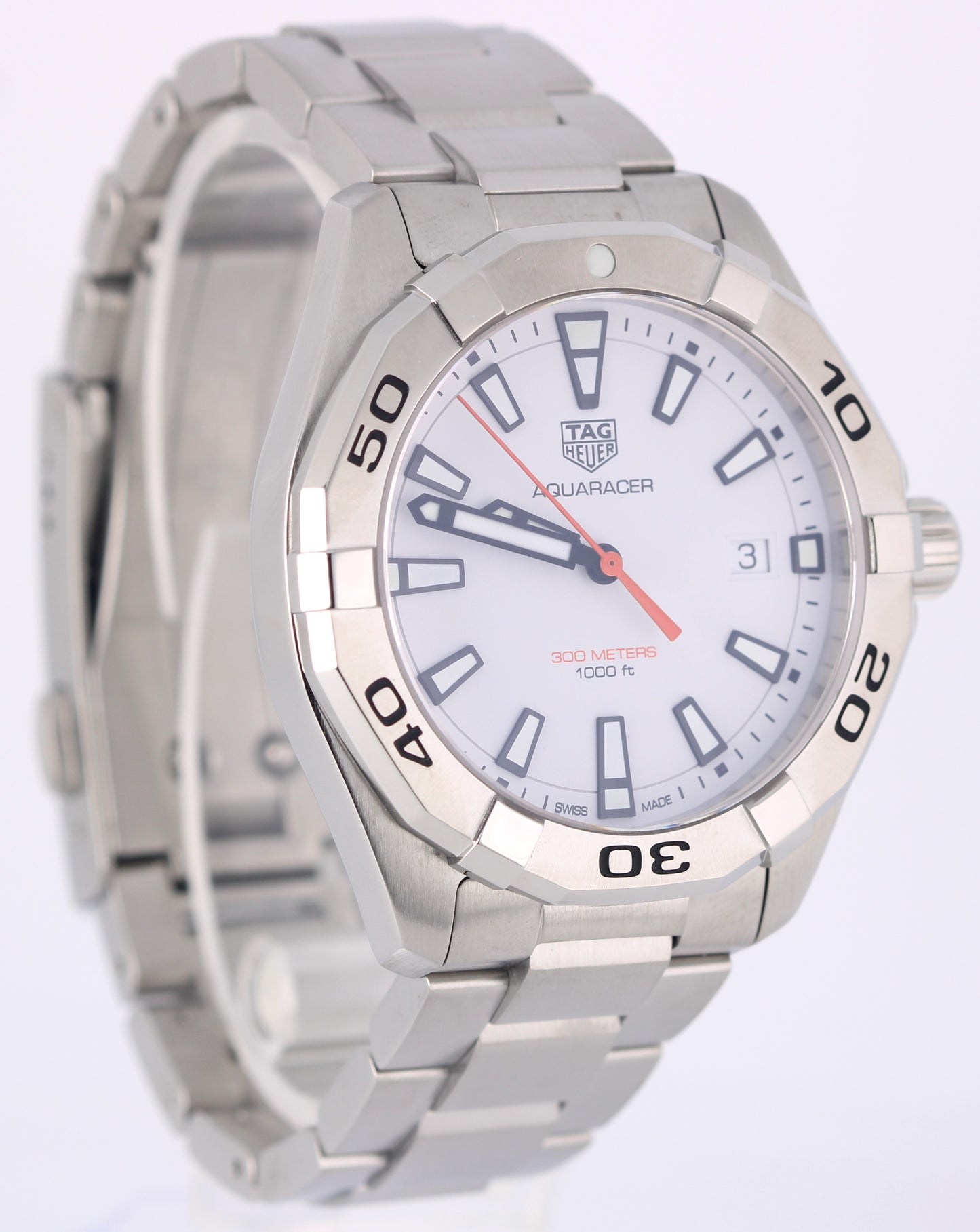 Tag Heuer Aquaracer Stainless Steel White Orange 41mm WBD1111 Quartz Watch