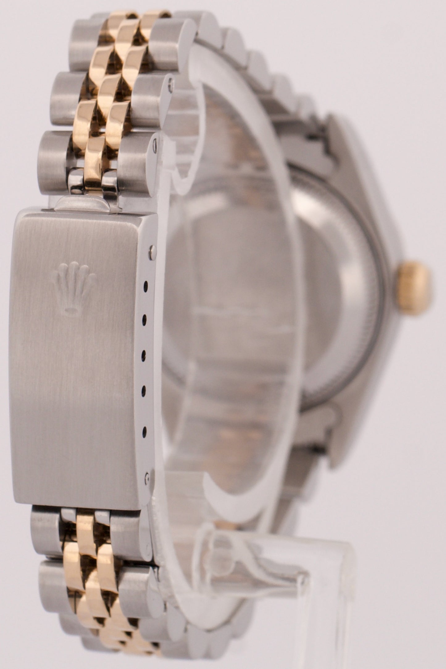 Ladies Rolex DateJust 26mm BLUE DIAMOND Bezel 18K Gold Steel JUBILEE 69173